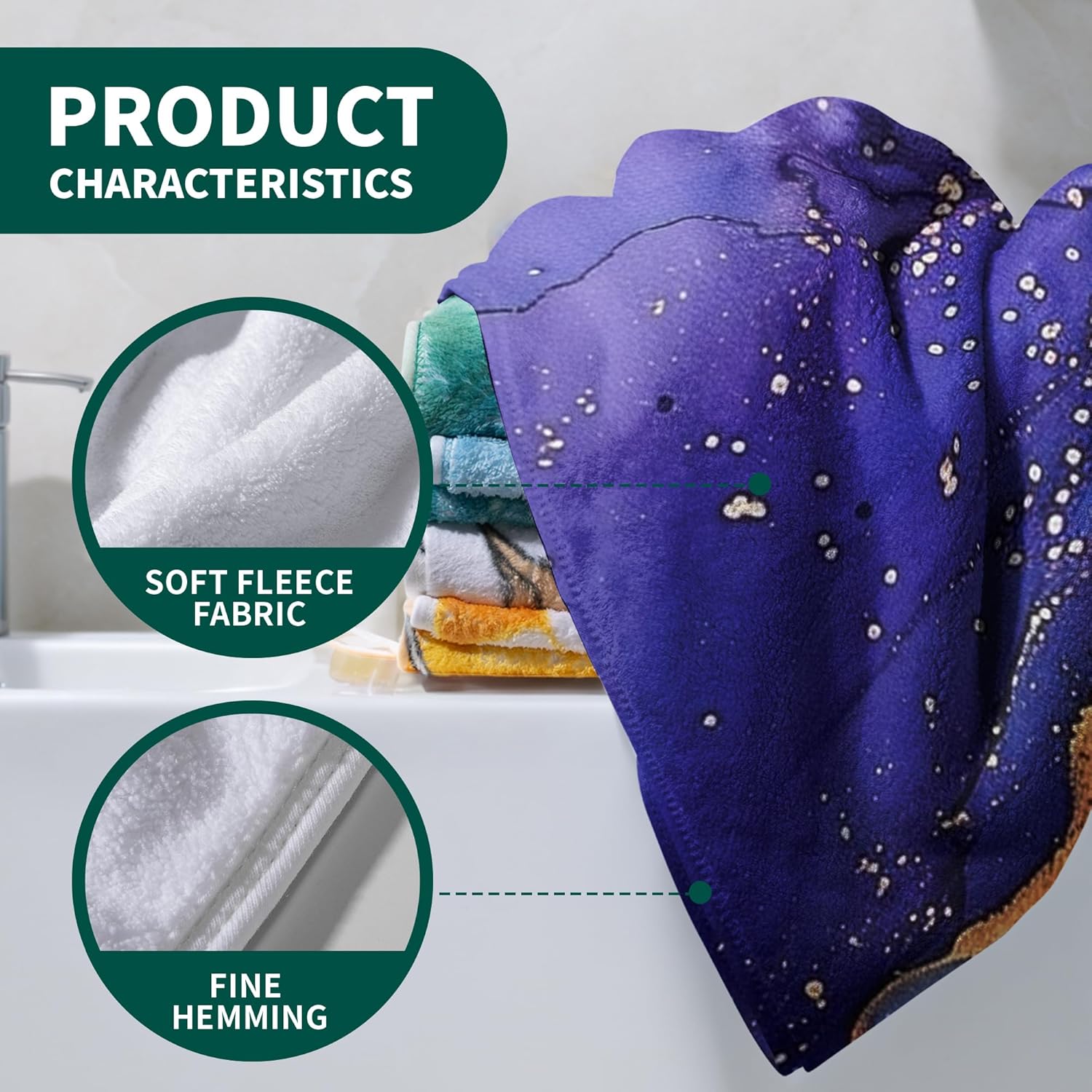 GAIIIIYOU Purple Blue Marble Bath Towel