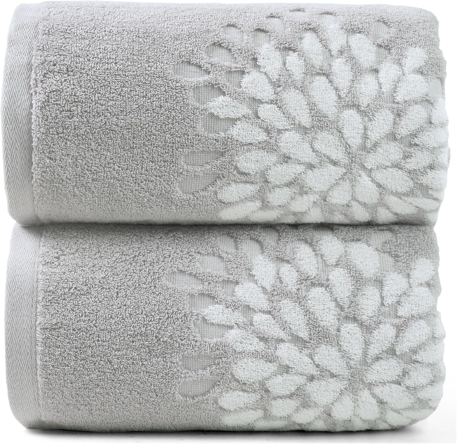 Light Grey Bath Towels Set of 2 - Soft Quick Dry 55 x 28