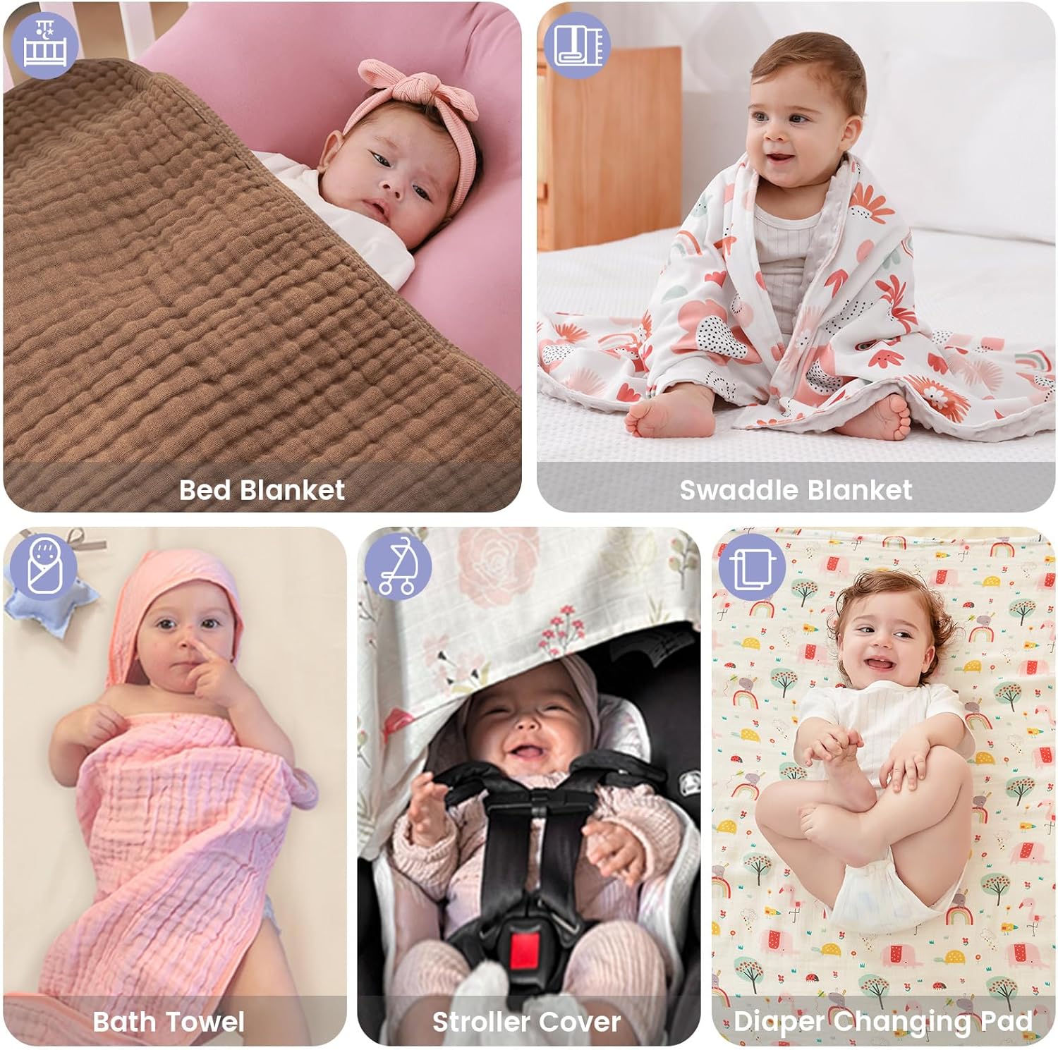 FUNUPUP Hooded Baby Towels 2 Pack Muslin 1