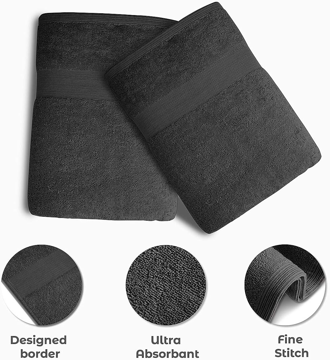 Softolle Luxury Bath Towels Set of 4 27 x 54 Grey 1
