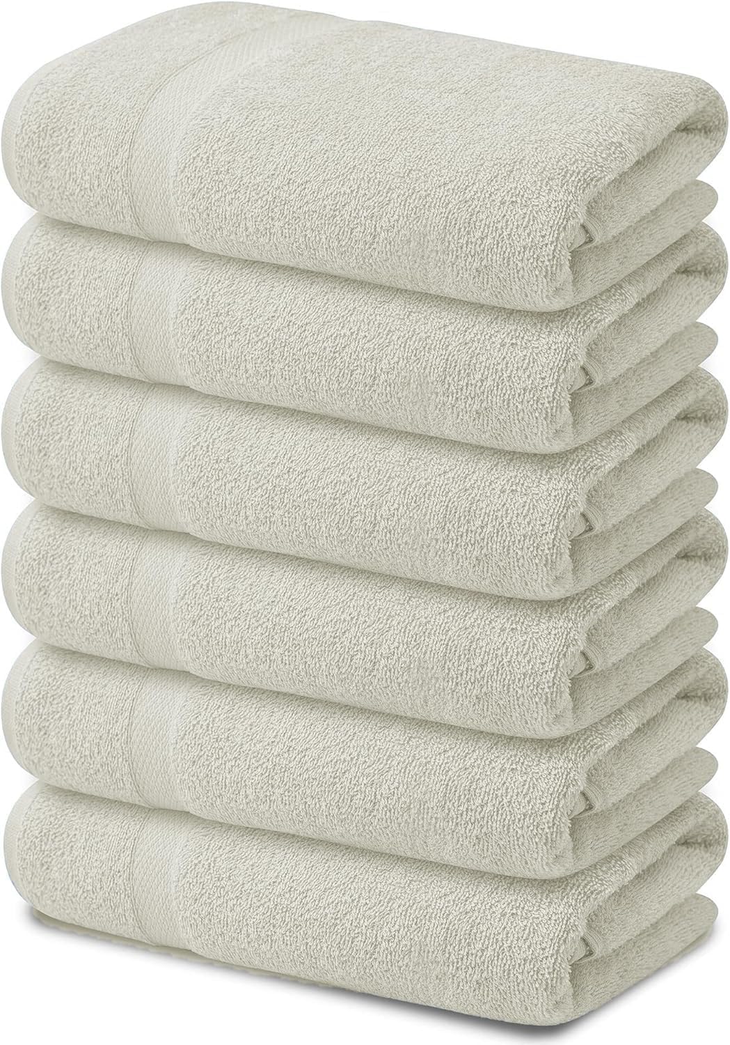 ARC HOME 100 Cotton Bath Towels Pack of 6 - 24x48 Inches