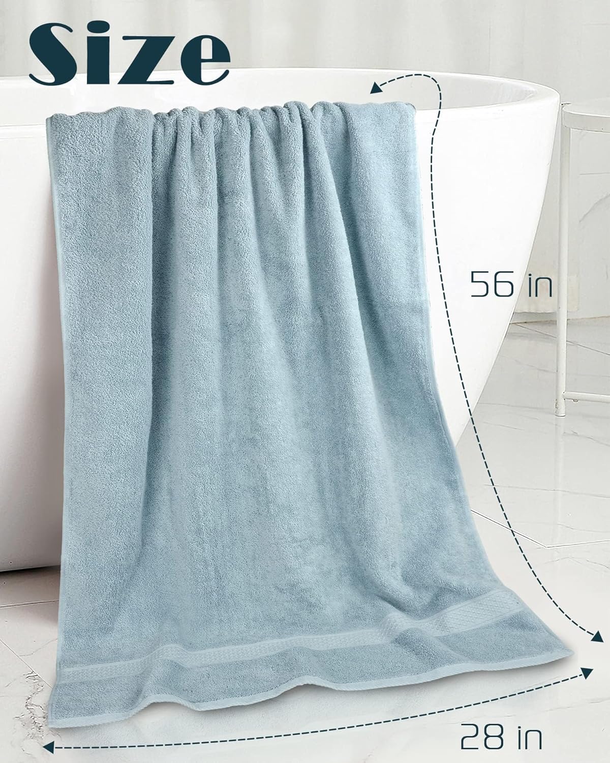 Cleanbear 2 Pack Bath Towels Light-Gray Light-Green