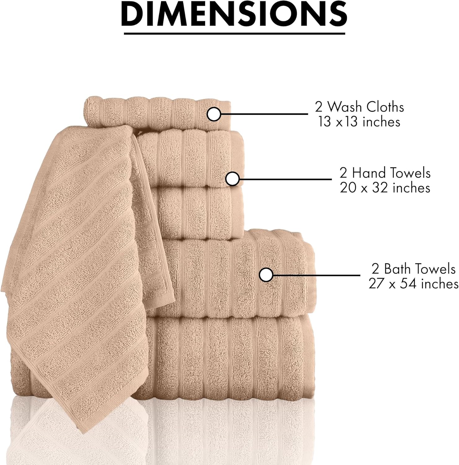 Classic Turkish Towels CTT 6-Piece Set Almond Beige