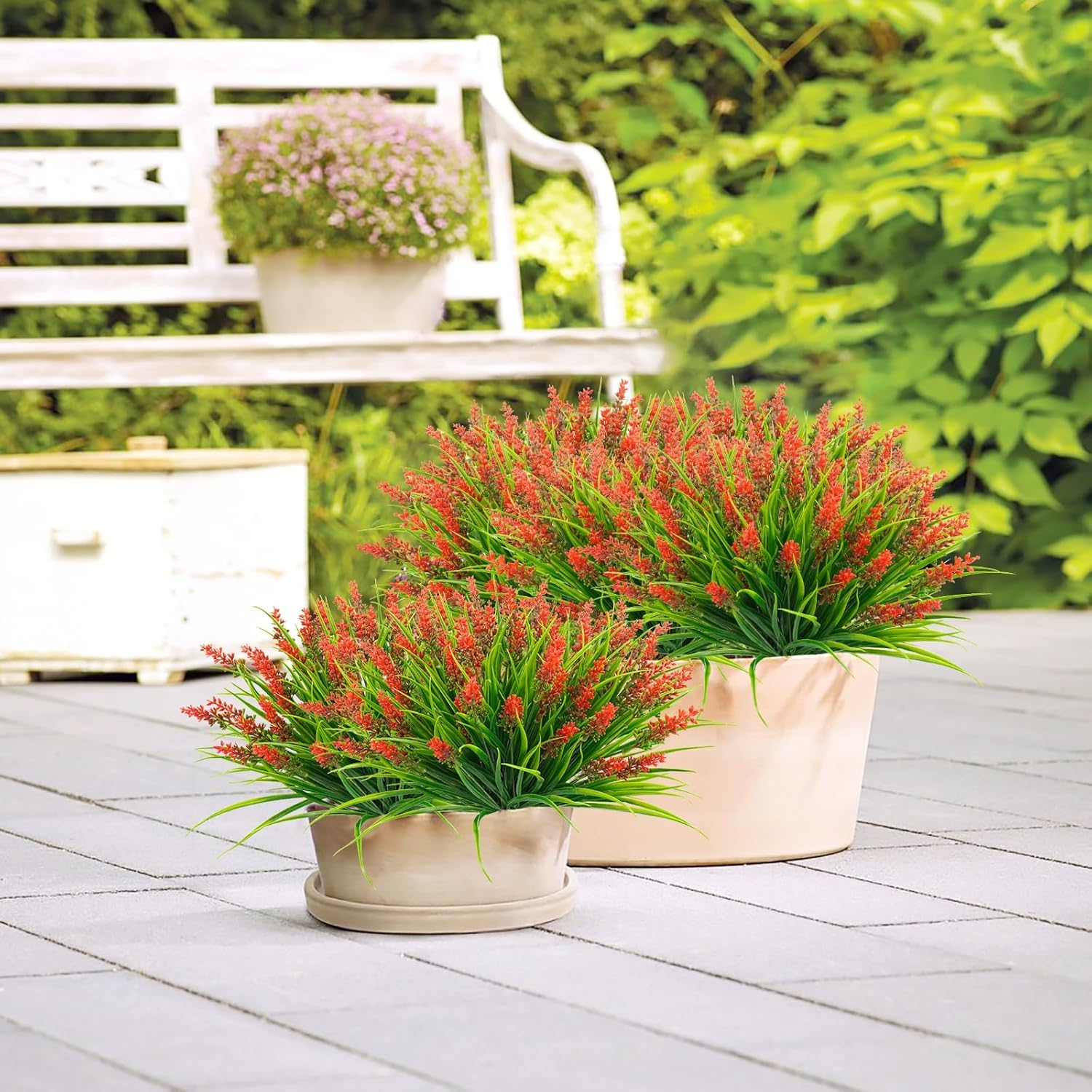 36 Bundles Artificial Plants Outdoor Red Faux Grass
