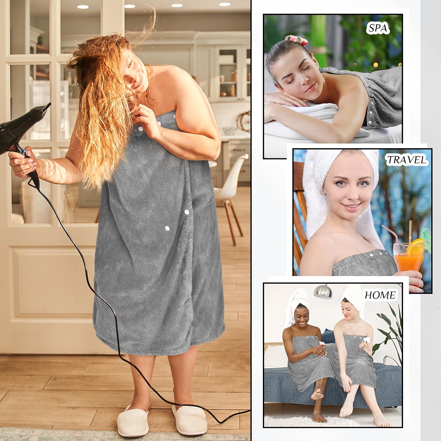 Tigeen 4 Pcs Spa Wrap Towel for Women