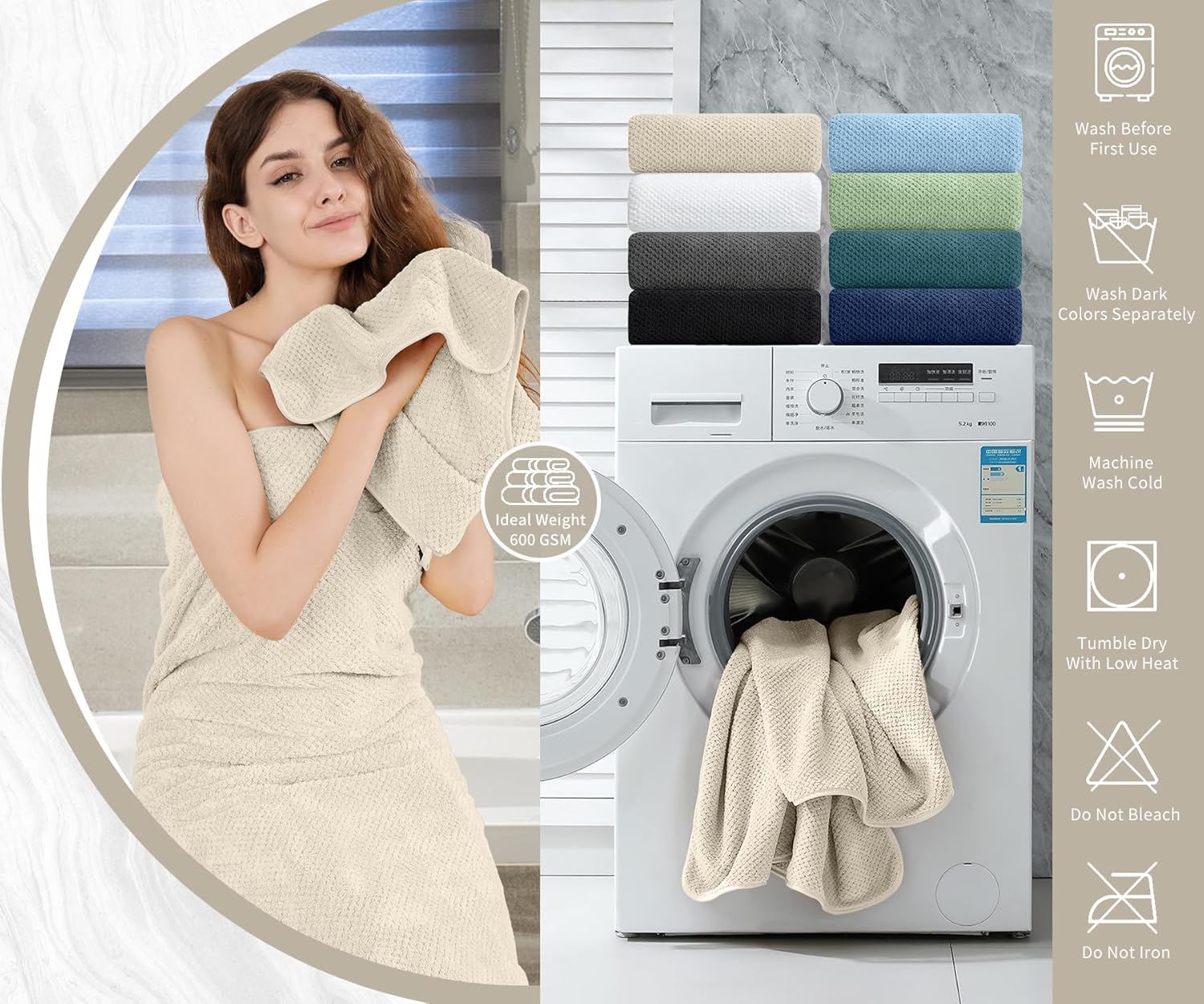 MAGGEA 8 Piece Premium Bathroom Towel Set 1