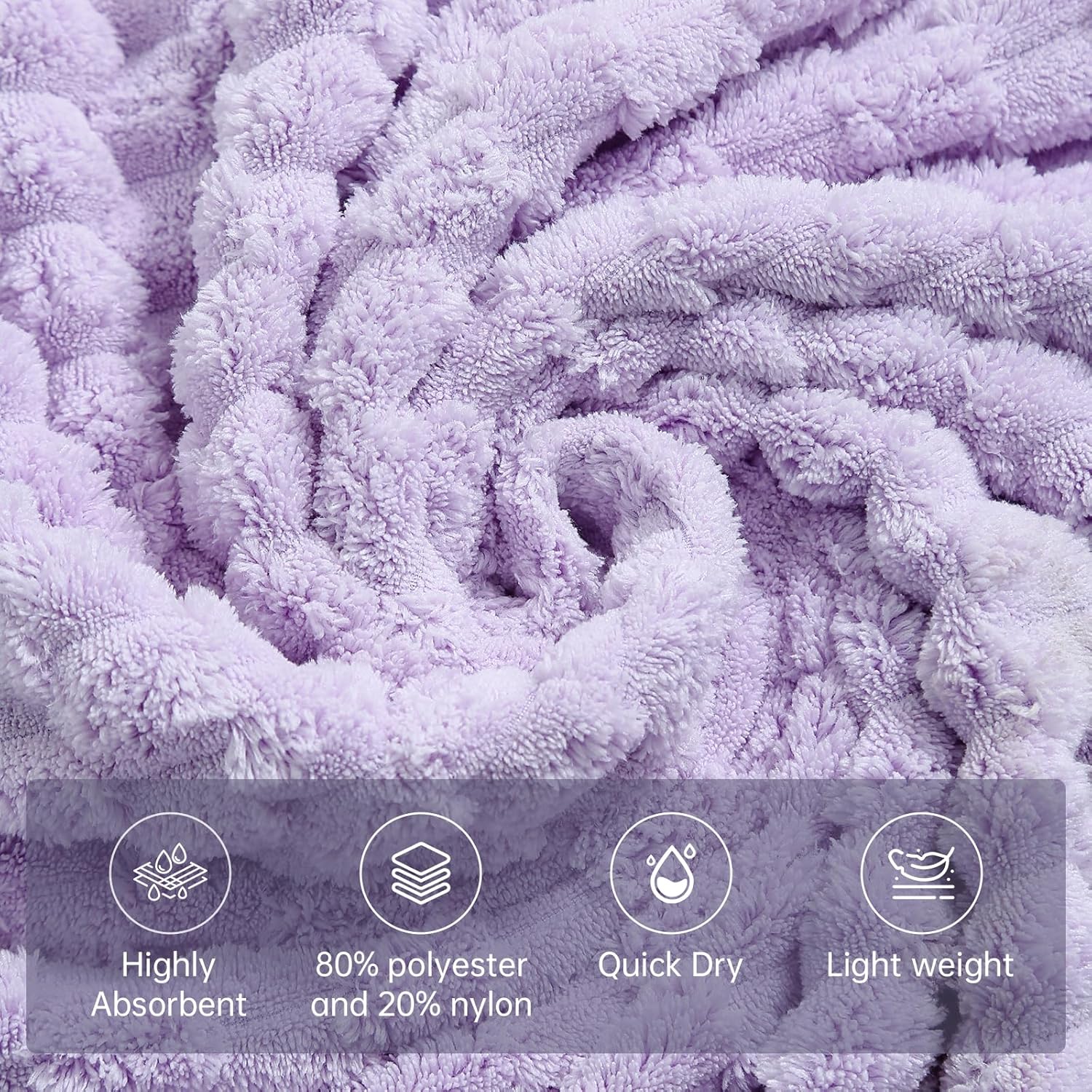 NALIVO Extra Large Bath Towel Set of 6 40x80 Lavender