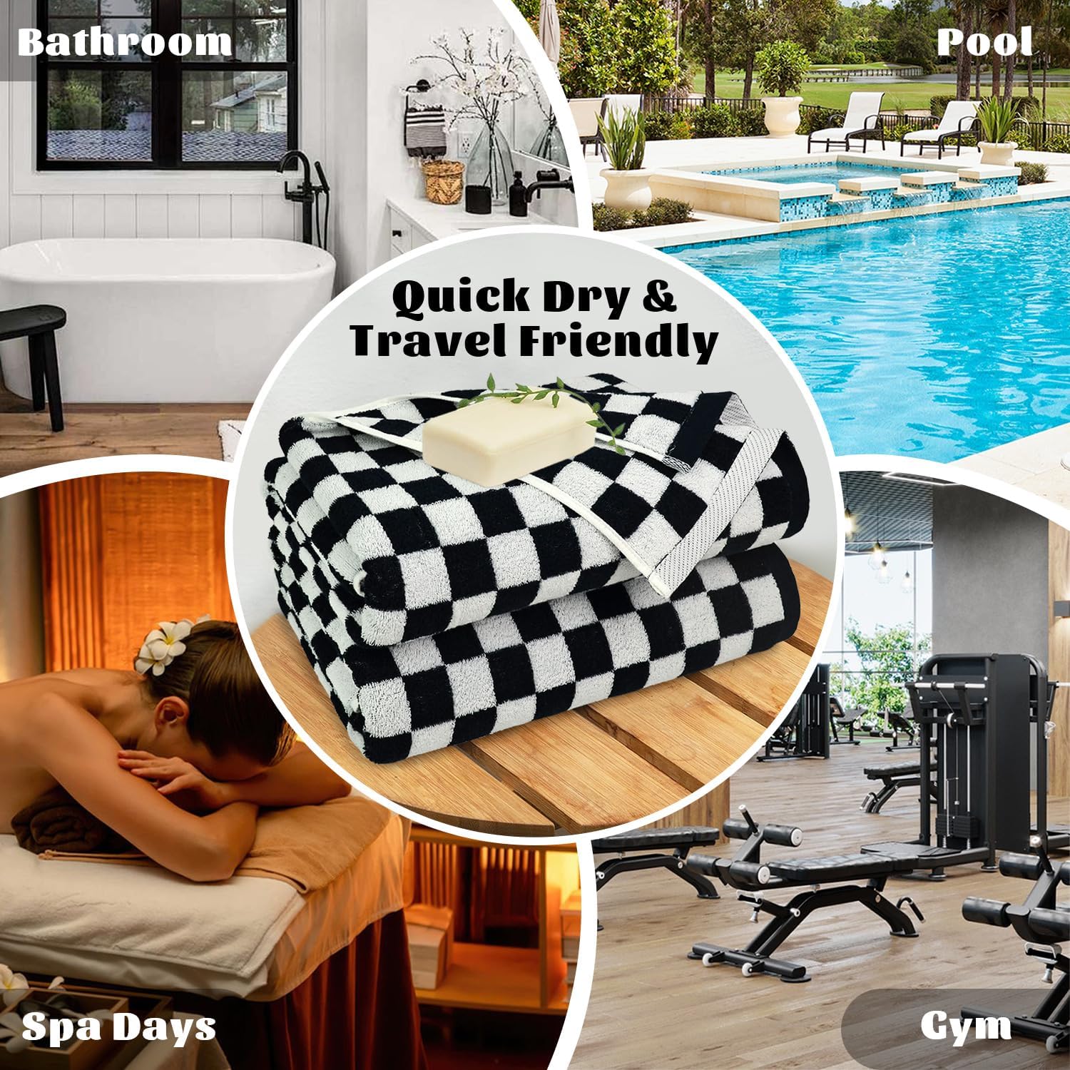 Jacquotha Checkered Bath Towels - 275 x 55 Set of 2