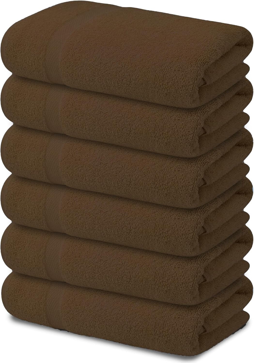 ARC HOME 100 Cotton Bath Towels Pack of 6 Brown