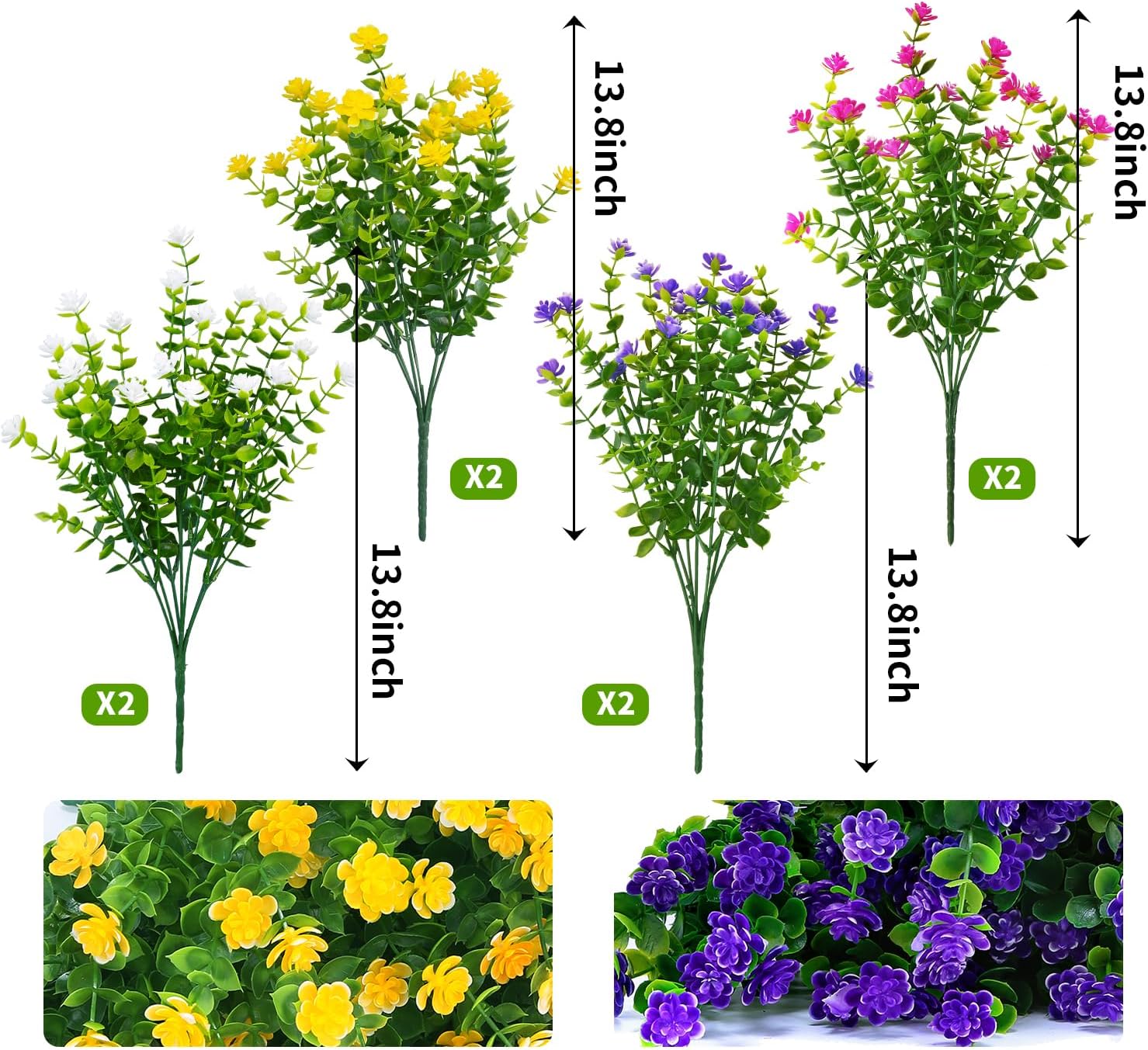 KLEMOO 8 Bundles UV Resistant Artificial Boxwood Shrubs