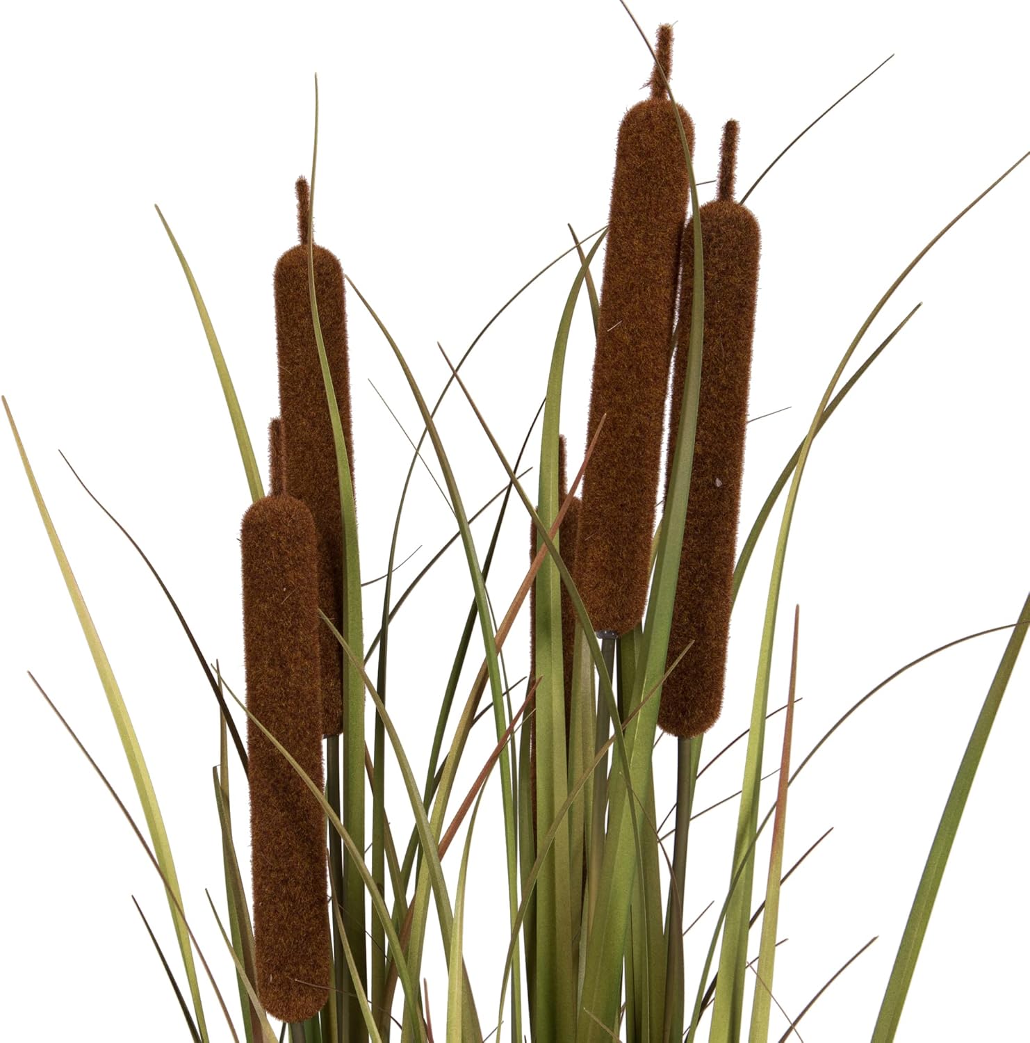 Vickerman 60 Artificial Grass and Cattails with Iron Pot