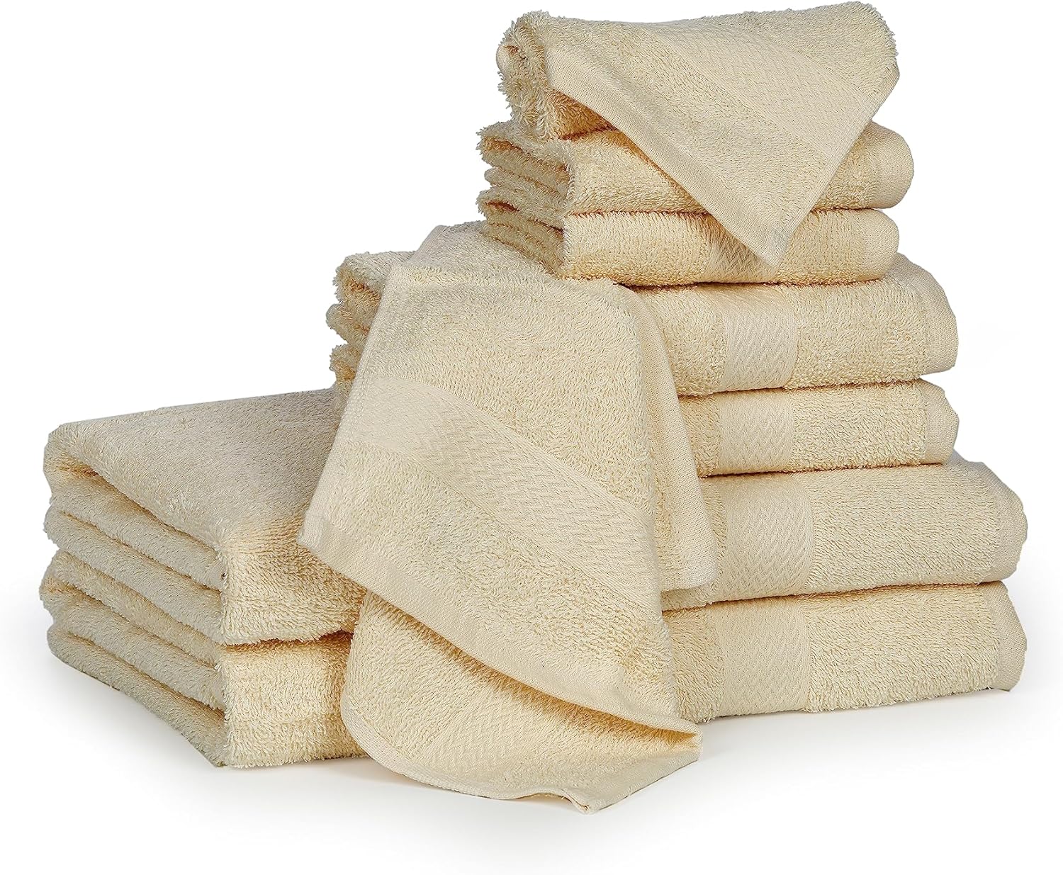 BolBomS 8 Piece Towel Set - Ultra Soft 100 Cotton Beige