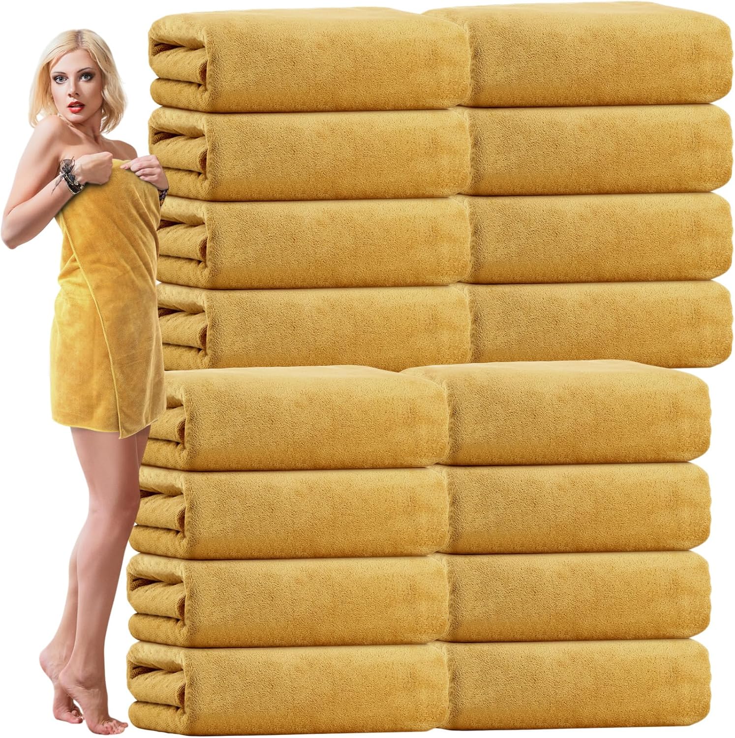 16 Pack Microfiber Bath Towels - Soft Absorbent Extra Large