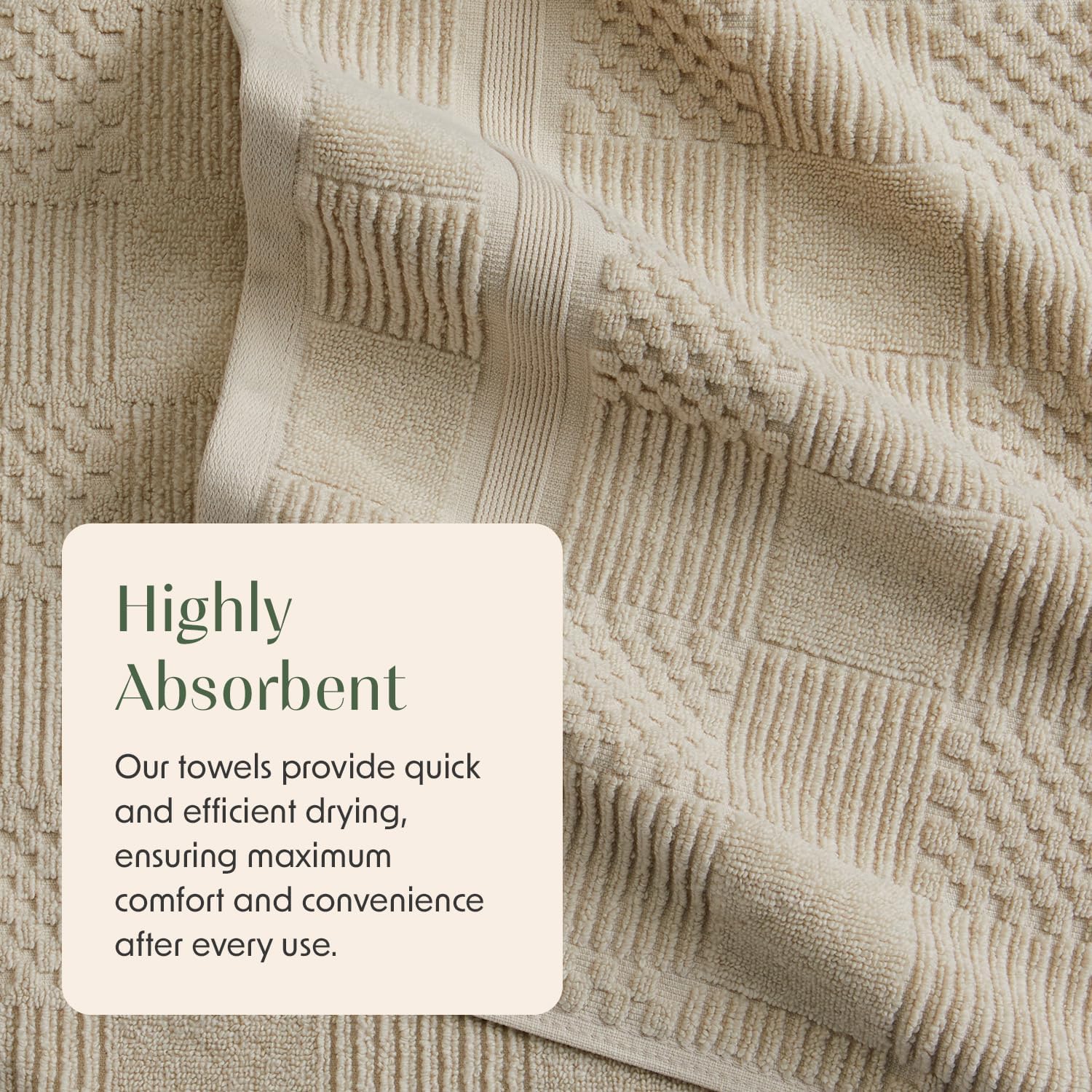 Springtree Home 100 Cotton Bath Towel Set of 4 Beige