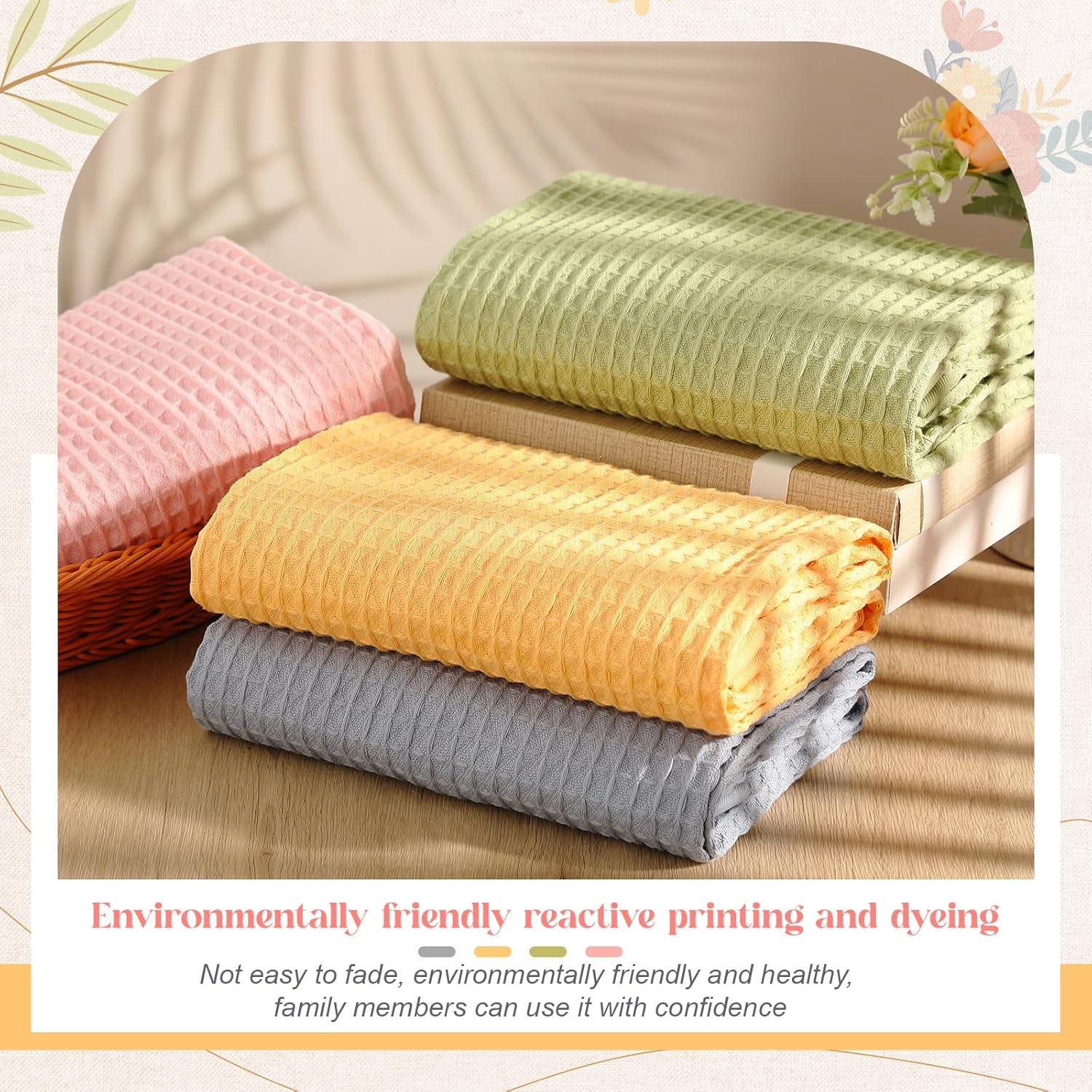 4 Pack Colorful Waffle Bath Towels 30x57 Inch
