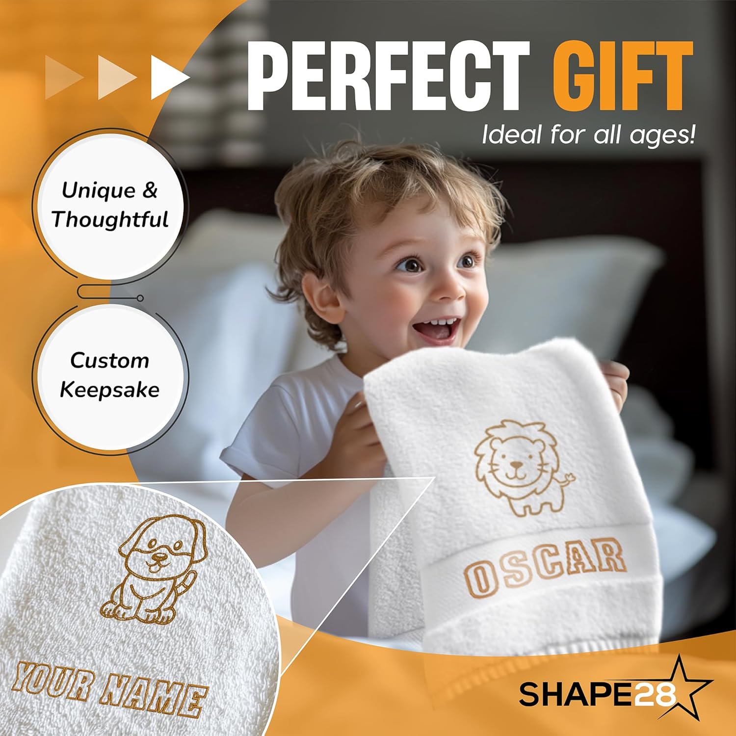 Shape28 Personalized Bath Towel with Animal Design - 54x27
