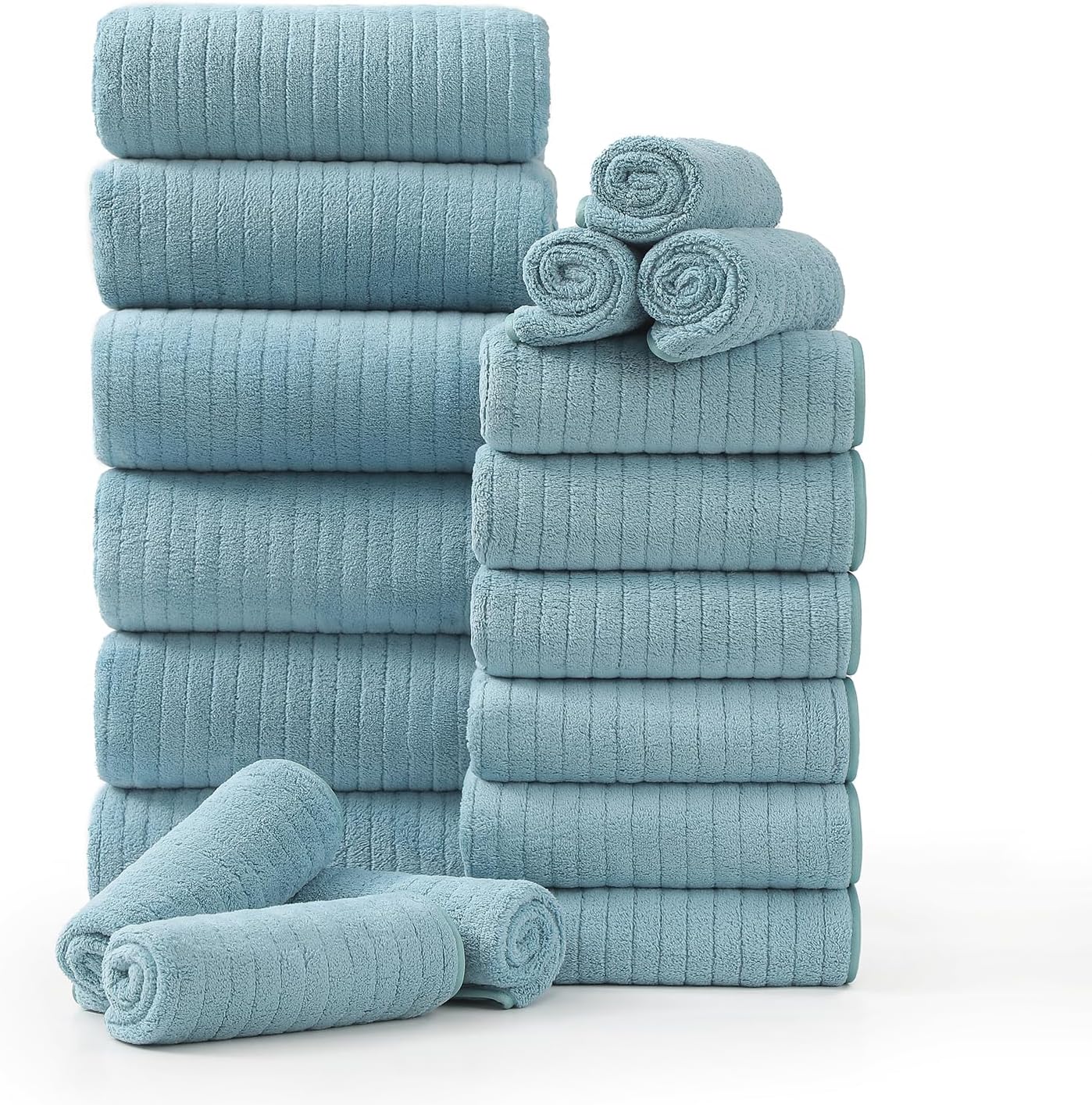 Hailea 18 Piece Family Bath Towel Set - Turquoise