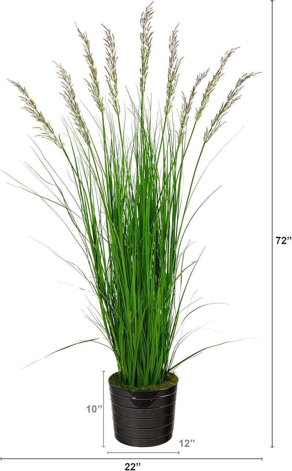 Nearly Natural 6ft Grass Artificial Plant in Black Tin Planter