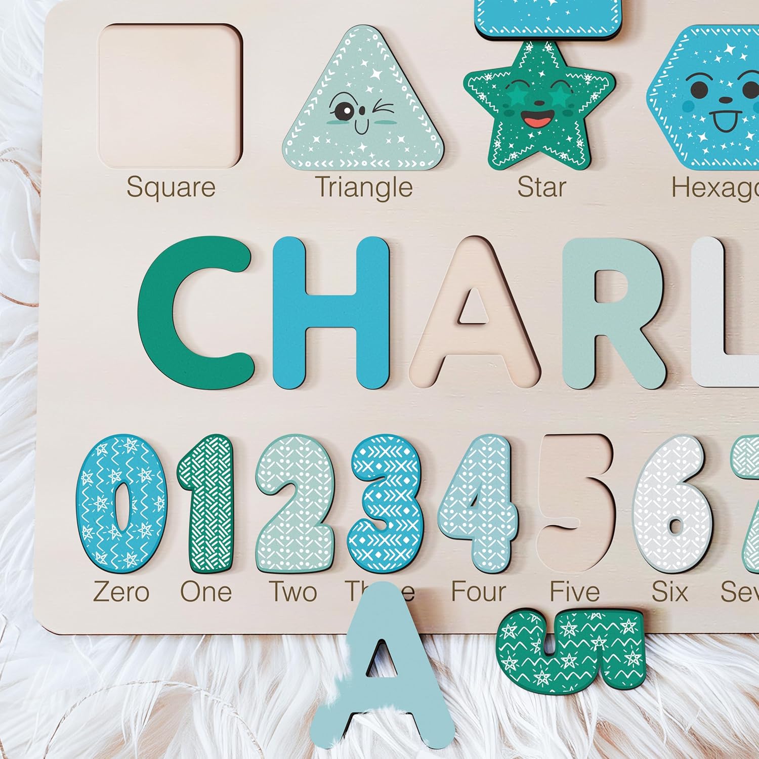 Nevandora Personalized Wooden Name Puzzle for Baby Girls and Boys