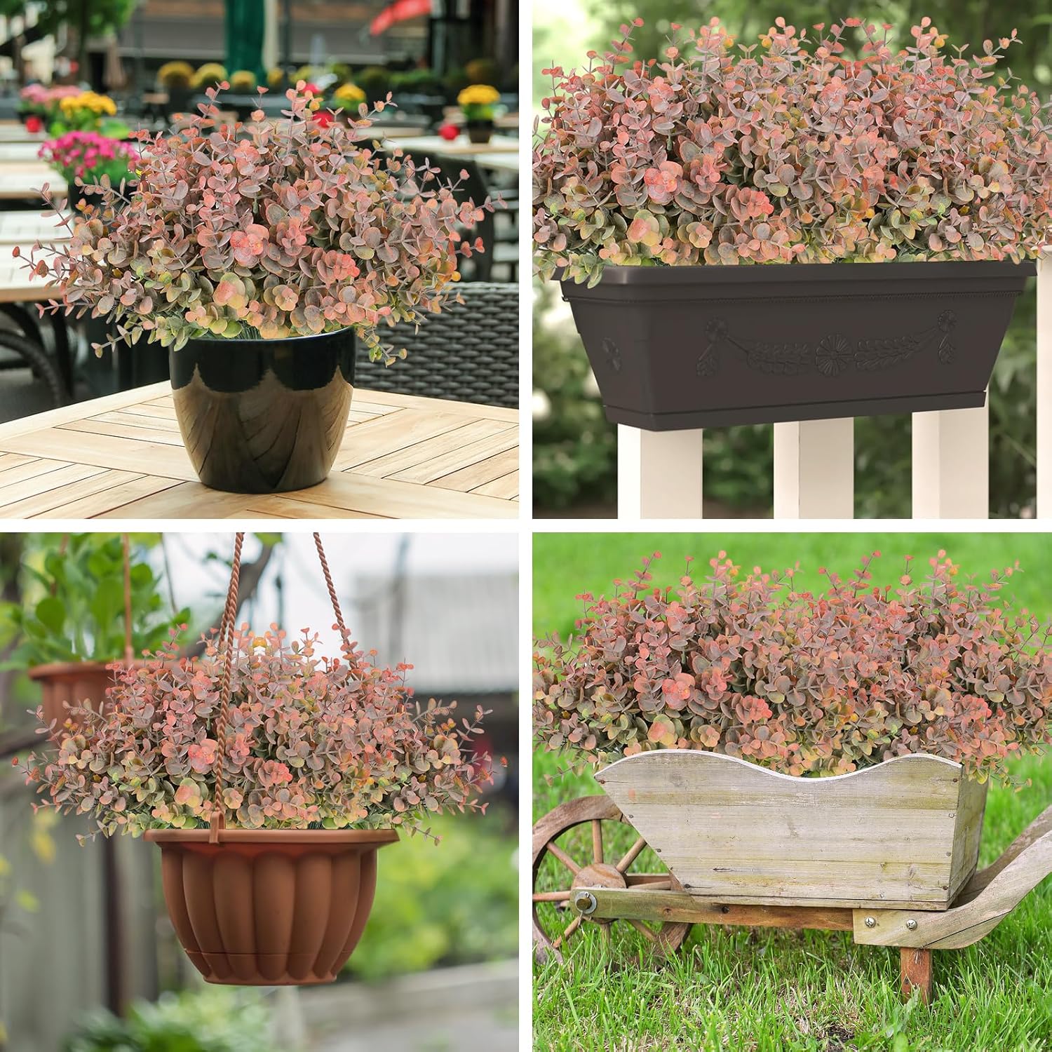 TOCHGREEN 8 Bundle Artificial Fall Eucalyptus Leaves Plants