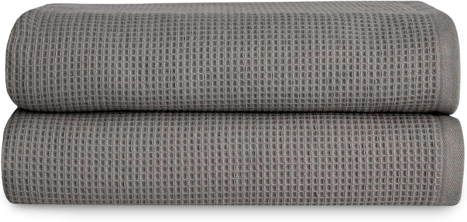 Cozy Earth Waffle Bath Towels 2 Pack - Soft Absorbent Stylish
