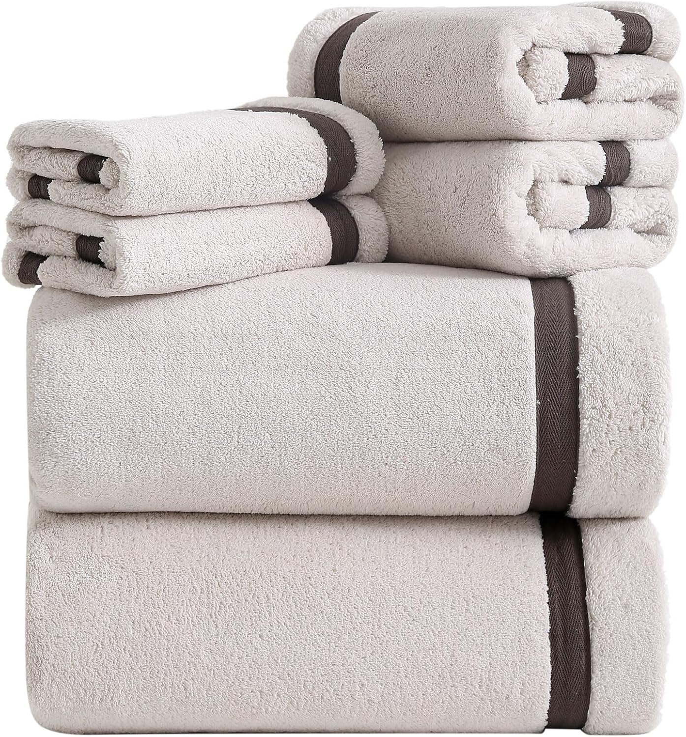 NALIVO Premium Microfiber 6Piece Bath Towel Set Cream
