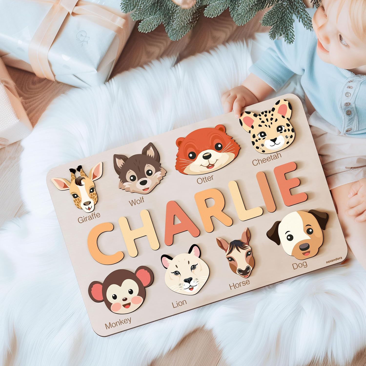 Personalized Wooden Name Puzzle for Baby Boys Girls