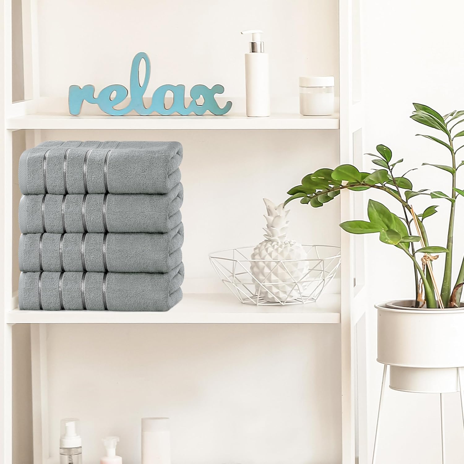 Utopia Towels 4 Pack Cool Grey Bath Towels