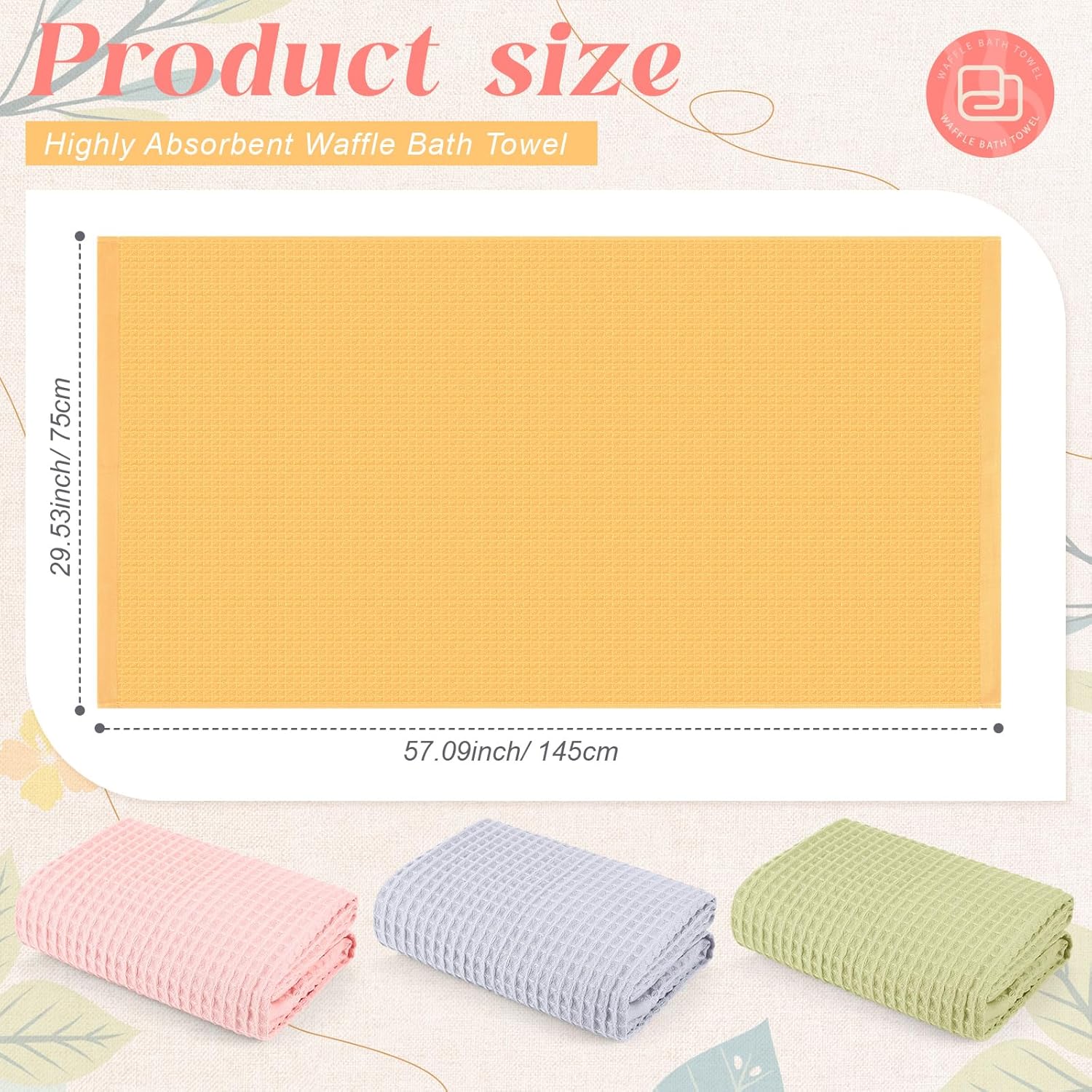 4 Pack Colorful Waffle Bath Towels 30x57 Inch