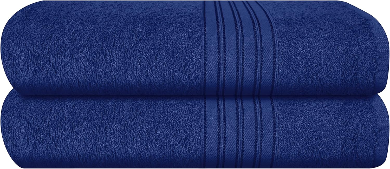 BOUTIQUO 100 Cotton Bath Towel Set 28x55 Navy Blue