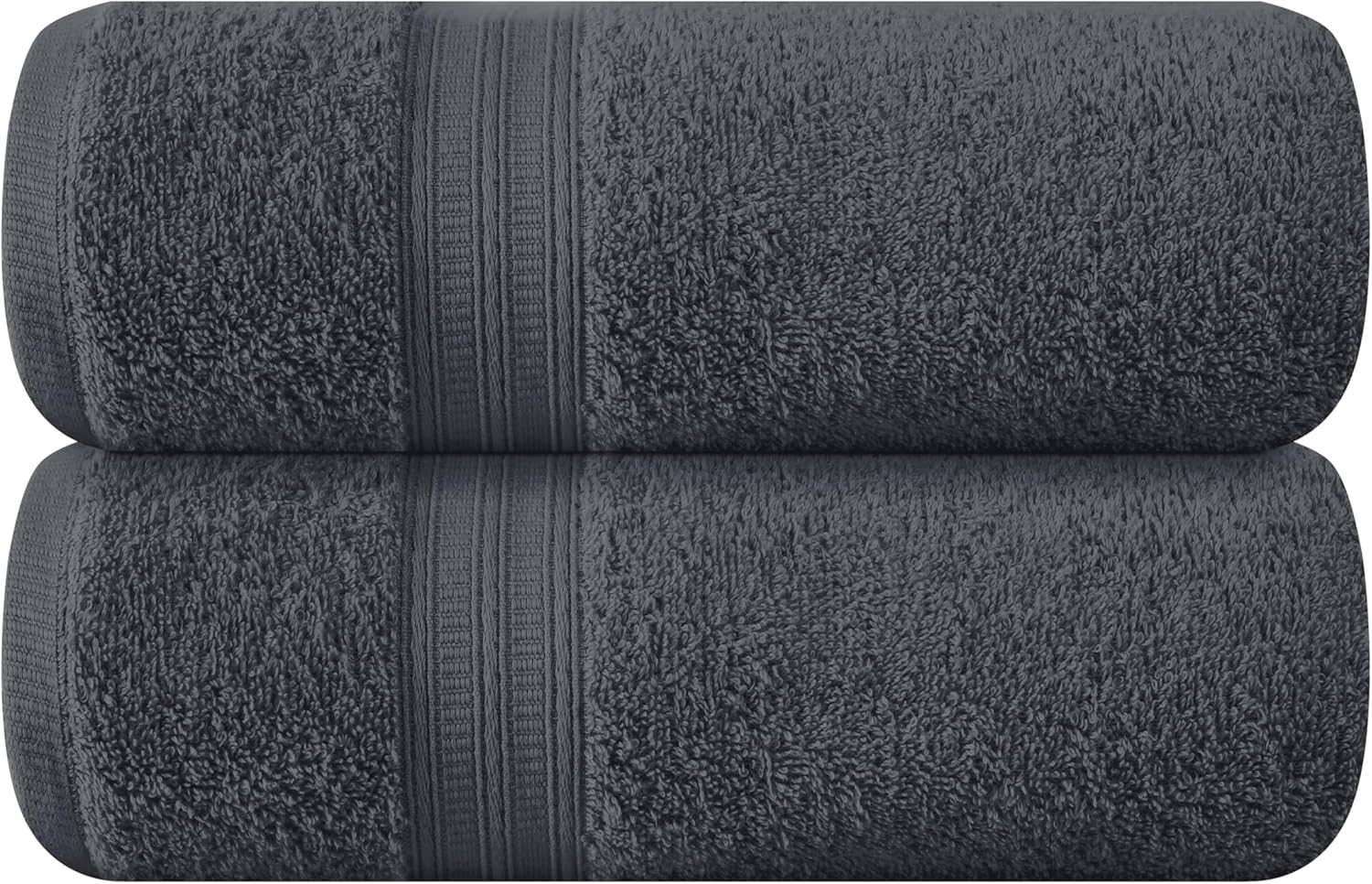 BOUTIQUO 2 Pack Oversized Cotton Bath Towels - Charcoal Grey