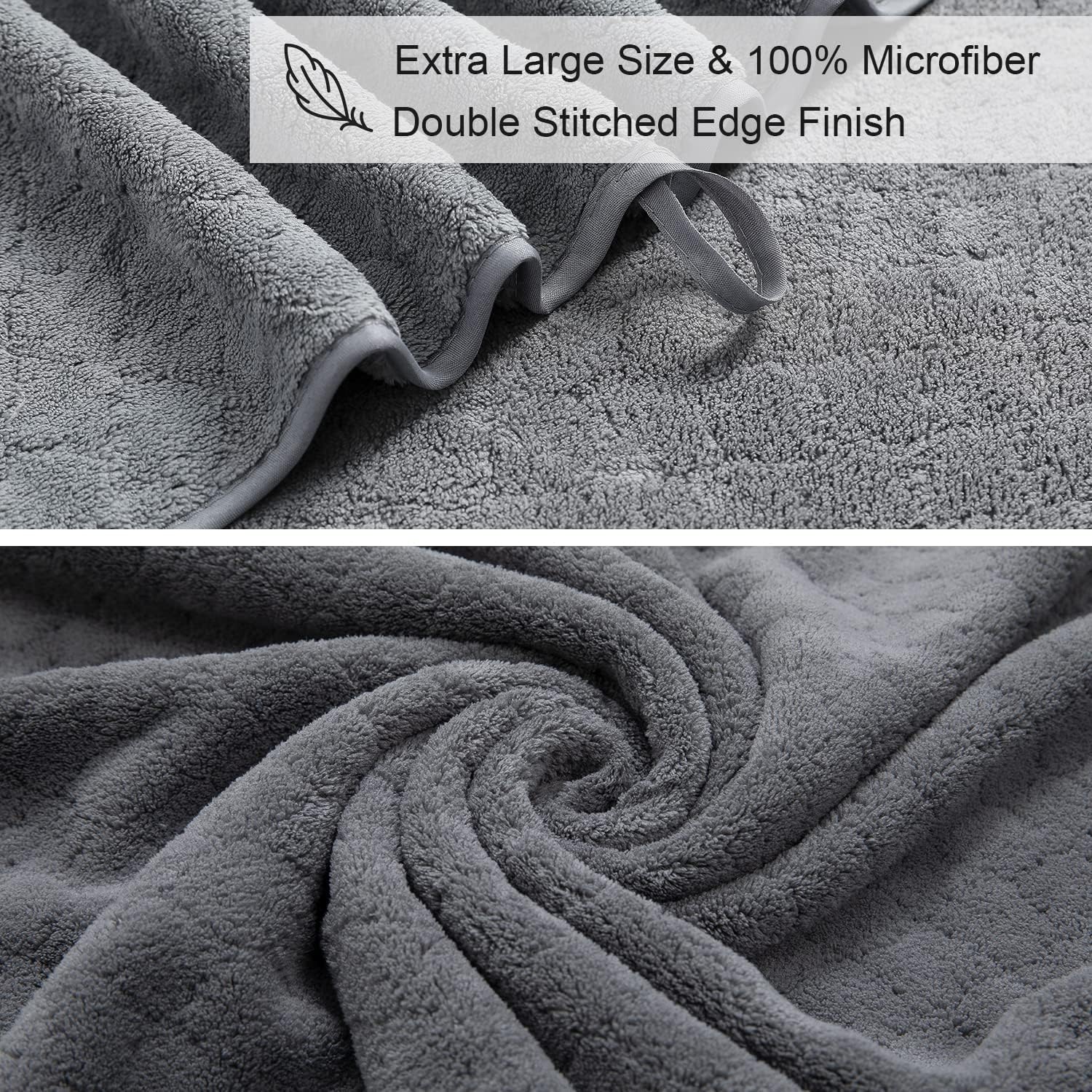 Ycosy 4-Pack Gray Bath Towel Set - 600 GSM Oversized