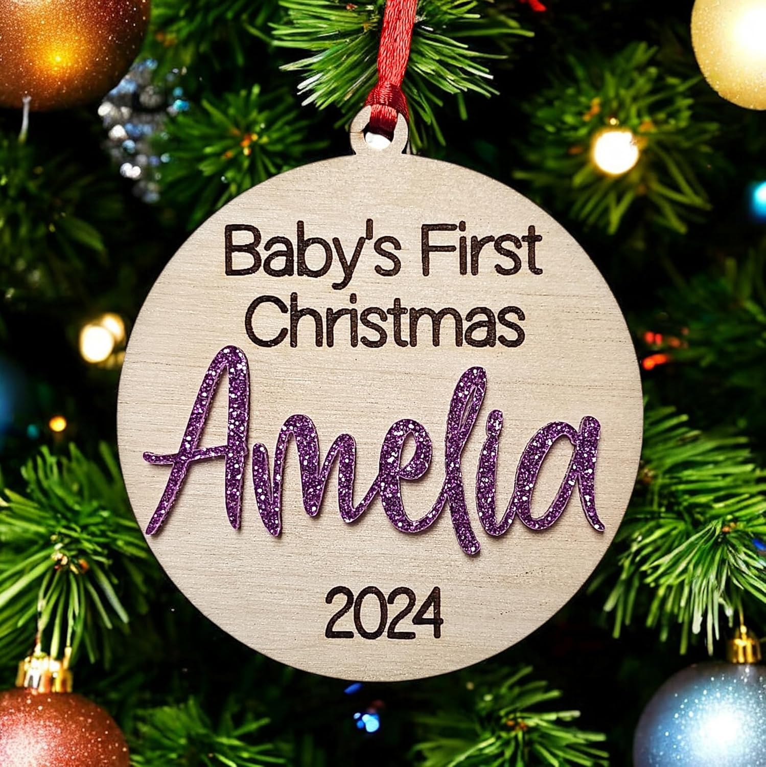 Babys 1st Christmas Ornament 2024 Personalized