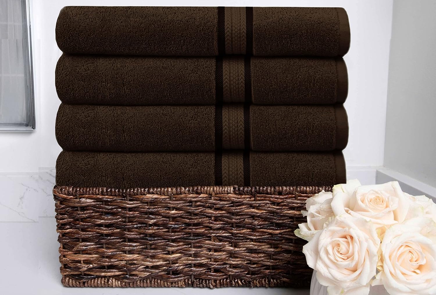 COTTON CRAFT Ultra Soft 4-Pack Bath Towels - 30x54 Chocolate Brown