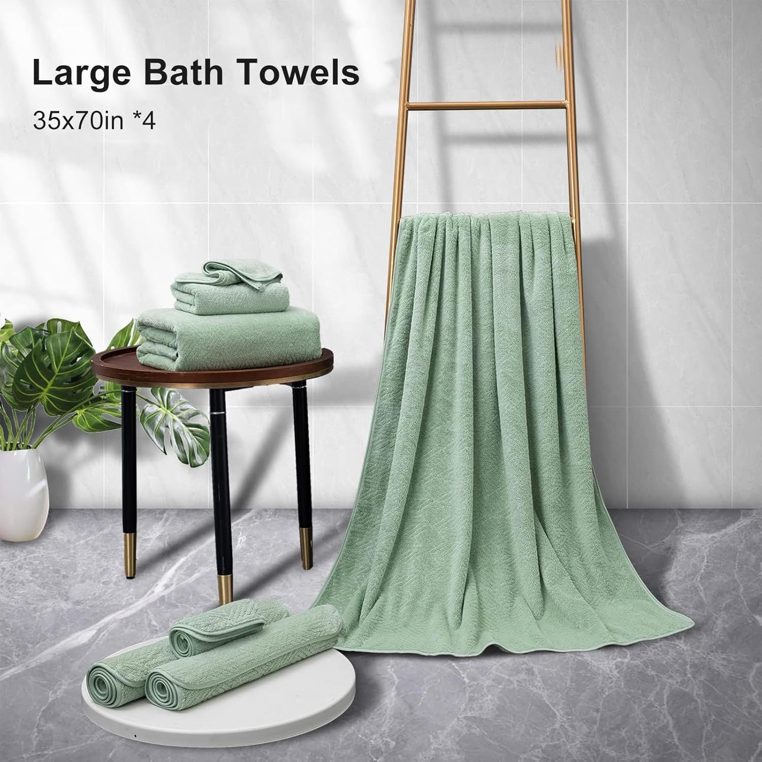 CHINO Light Green Bath Towel Set of 4