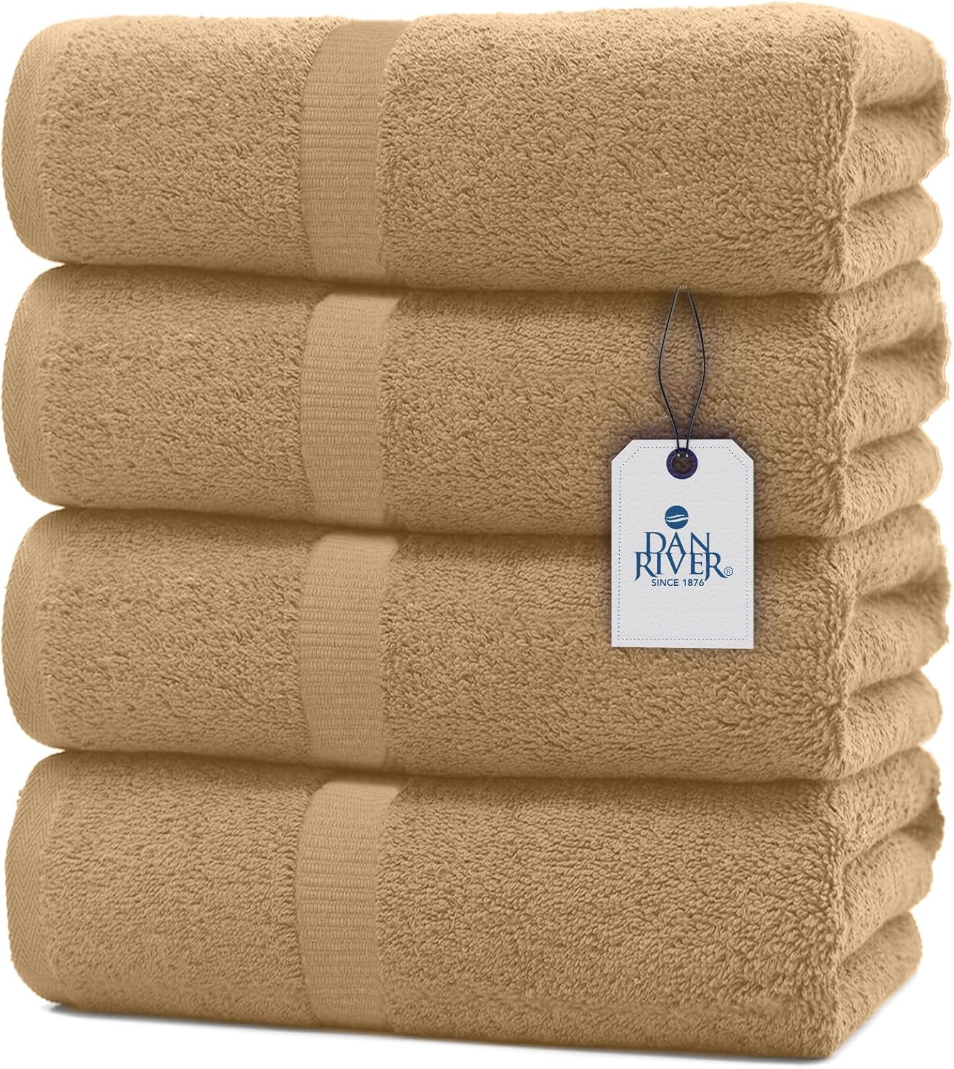 DAN RIVER 4 Pack Bath Towels 24x48 Inches Tan