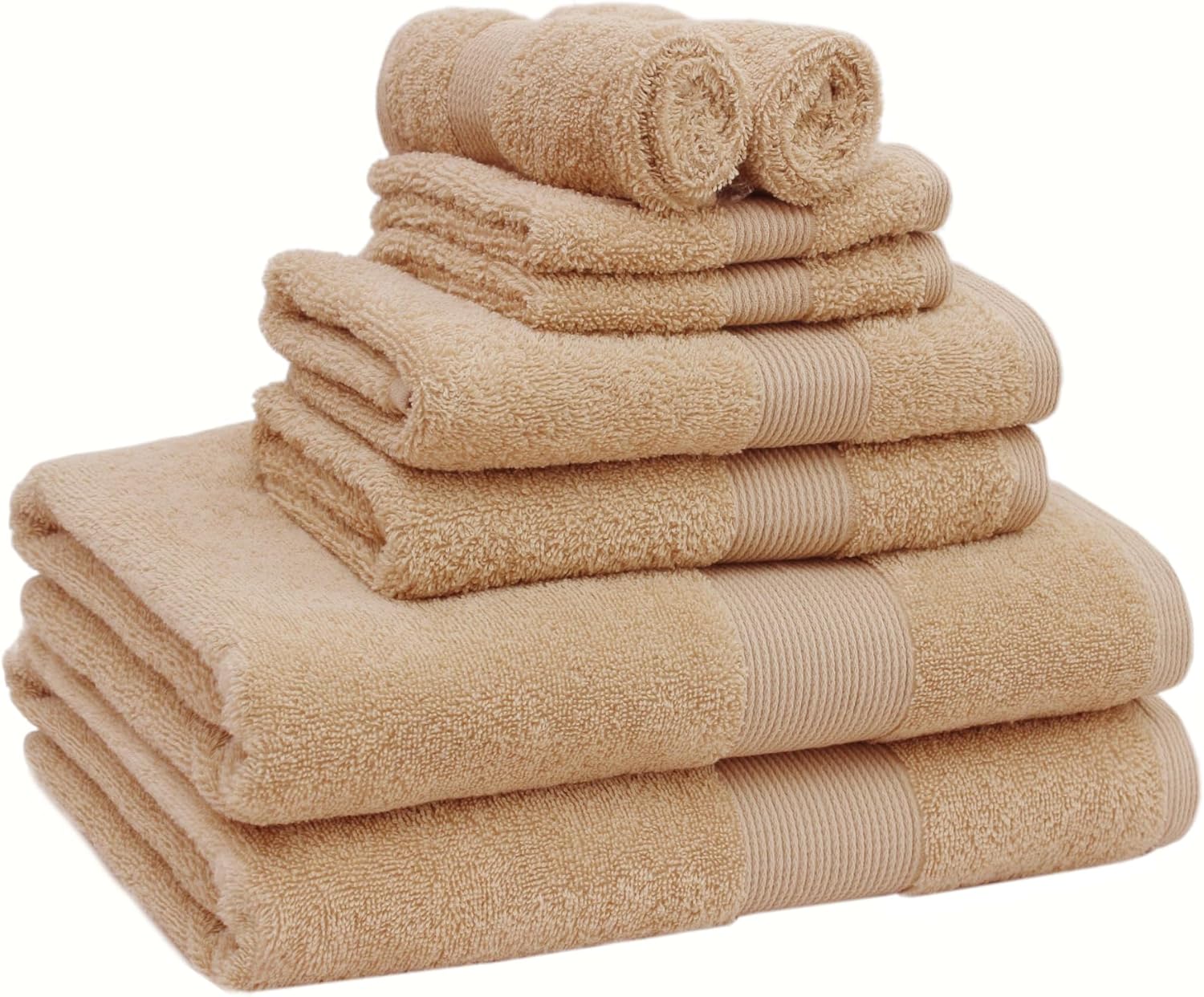 COTTON CRAFT 8-Piece Towel Set - 500 GSM Beige Bath Towels