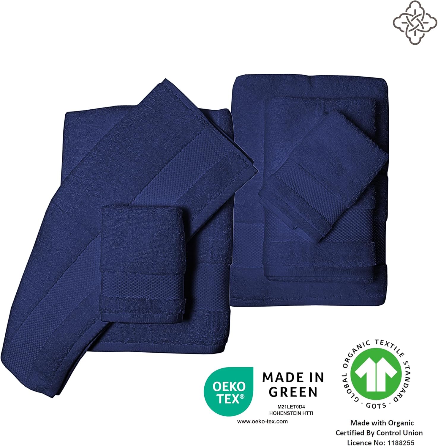 BIOWEAVES Organic Cotton Bath Towels - 700 GSM Pack of 2 Navy Blue