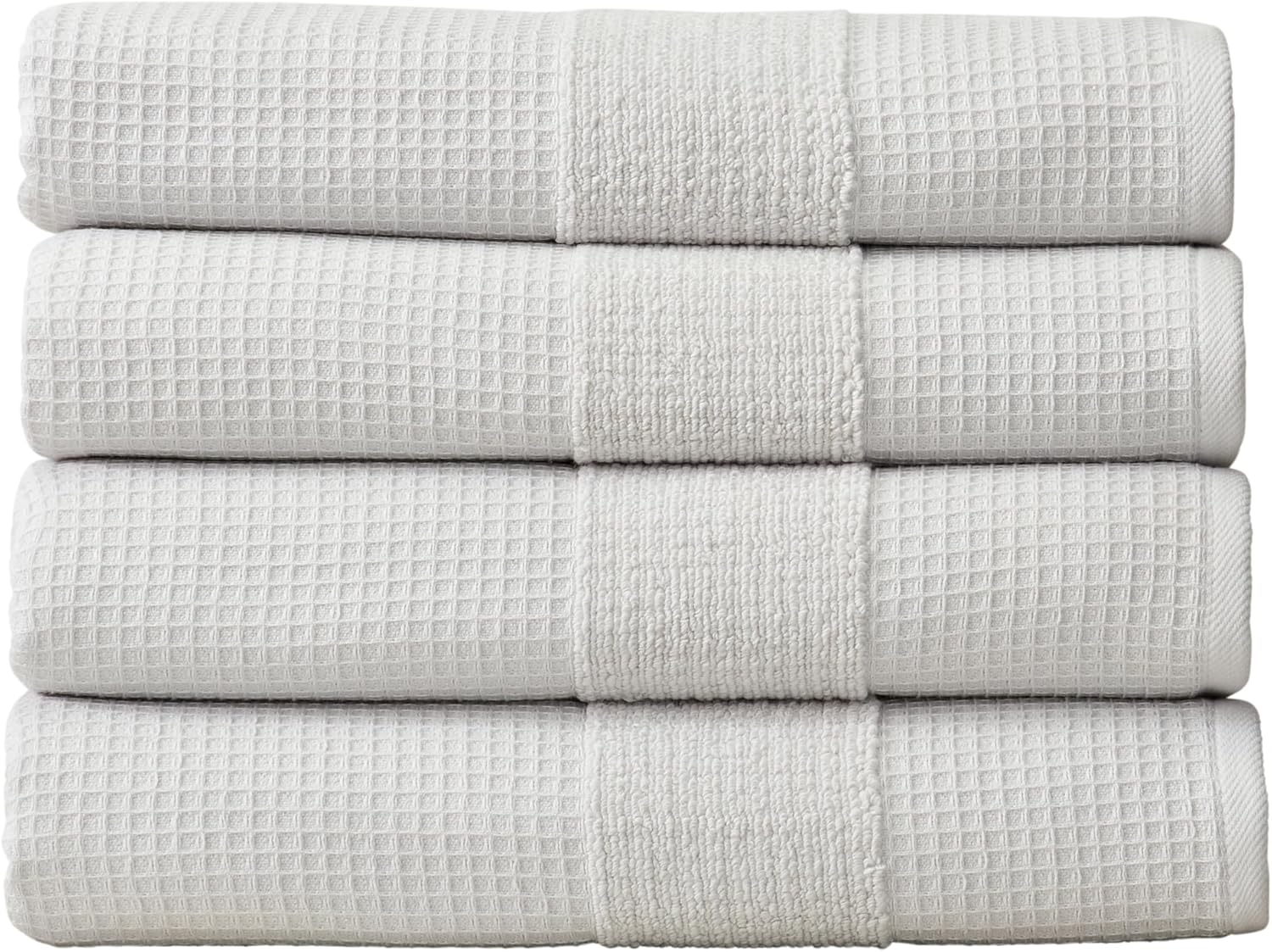 Aire Raine 4 Pack Cotton Waffle Bath Towels - Light Grey