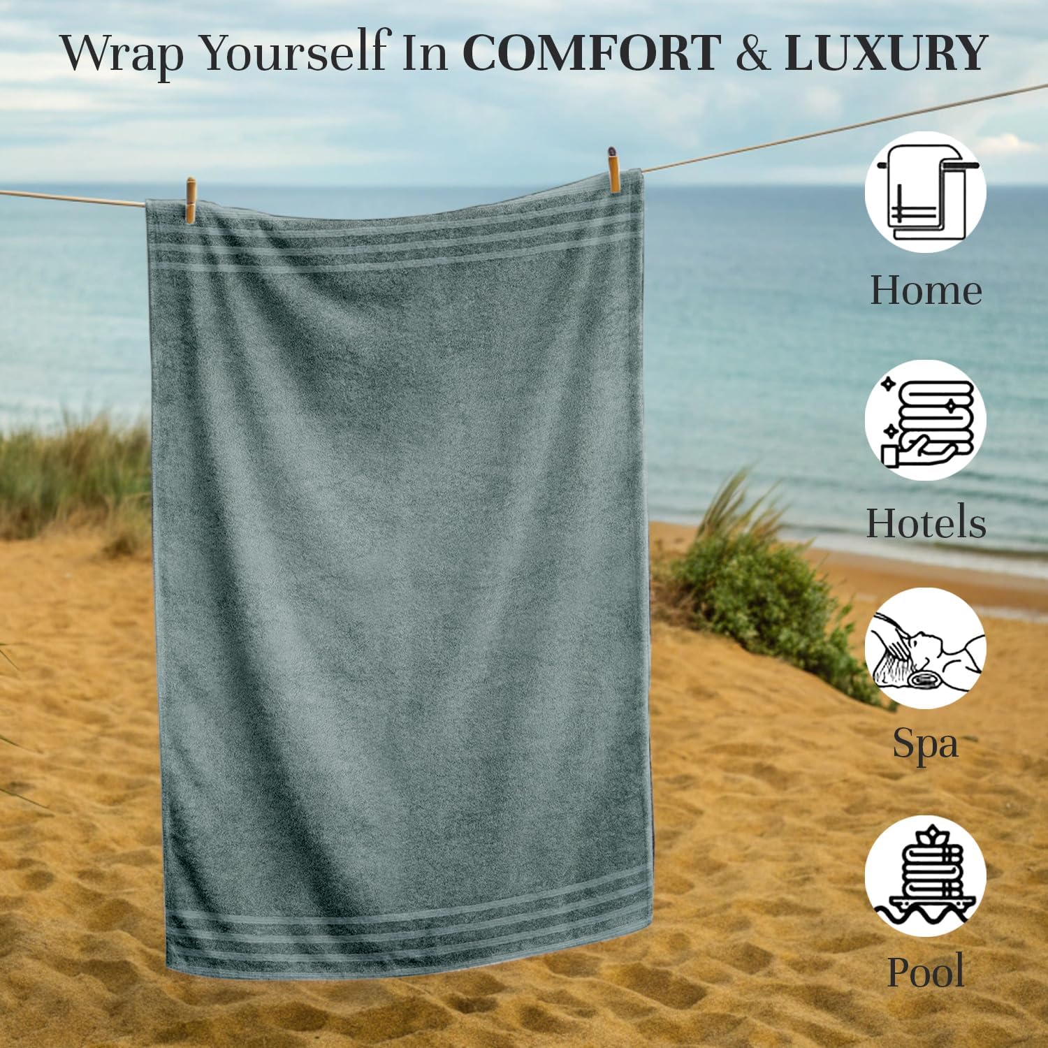 Organix Egyptian Cotton Bath Towel Set - 4 Piece 30x60 Green