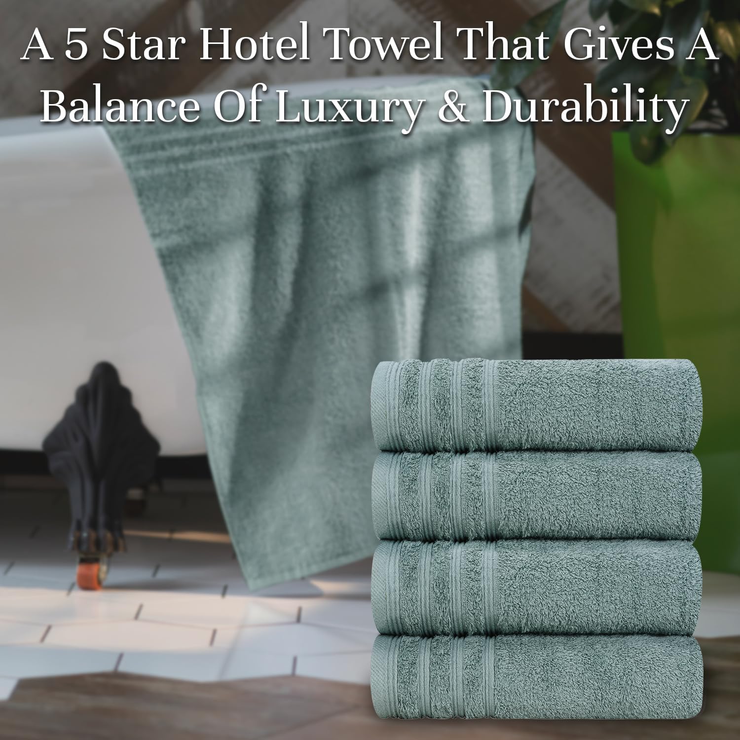 Organix Egyptian Cotton Bath Towel Set - 4 Piece 30x60 Green