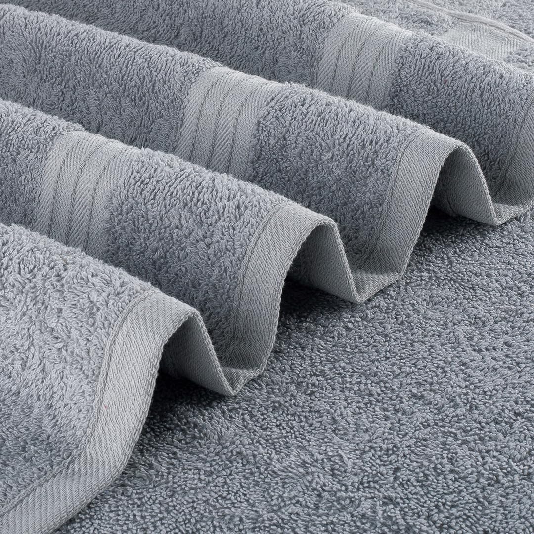 Textila Bath Towels - 30x60 Inch Pack of 4 Light Grey 1