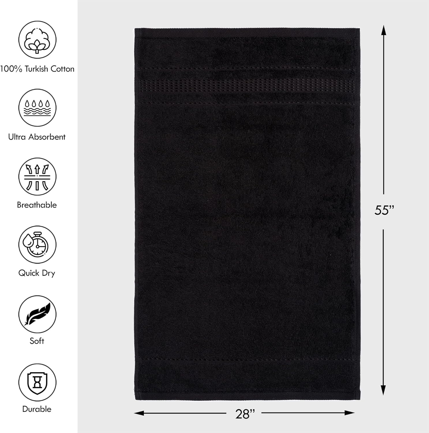 Melissa Linen 2 Piece Jet Black Bath Towels