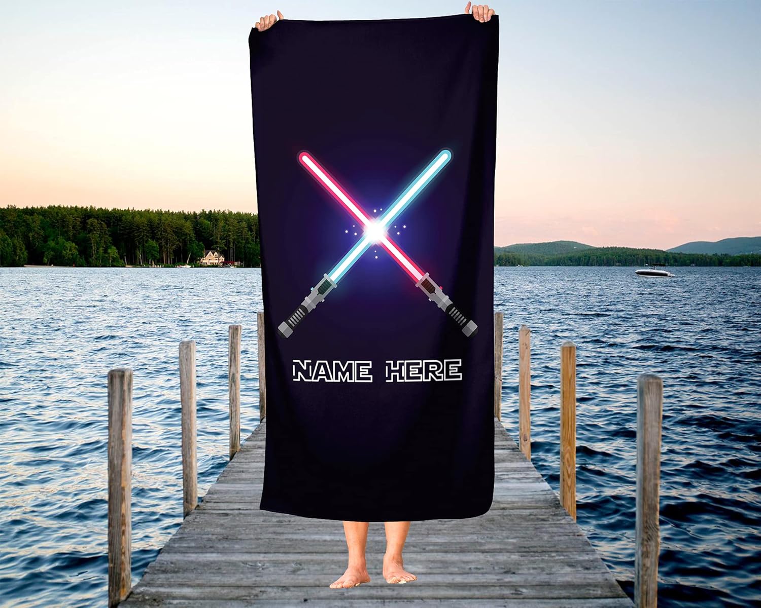 Personalized Lightsaber Towel for Kids - Custom 60x30 Bath Towel