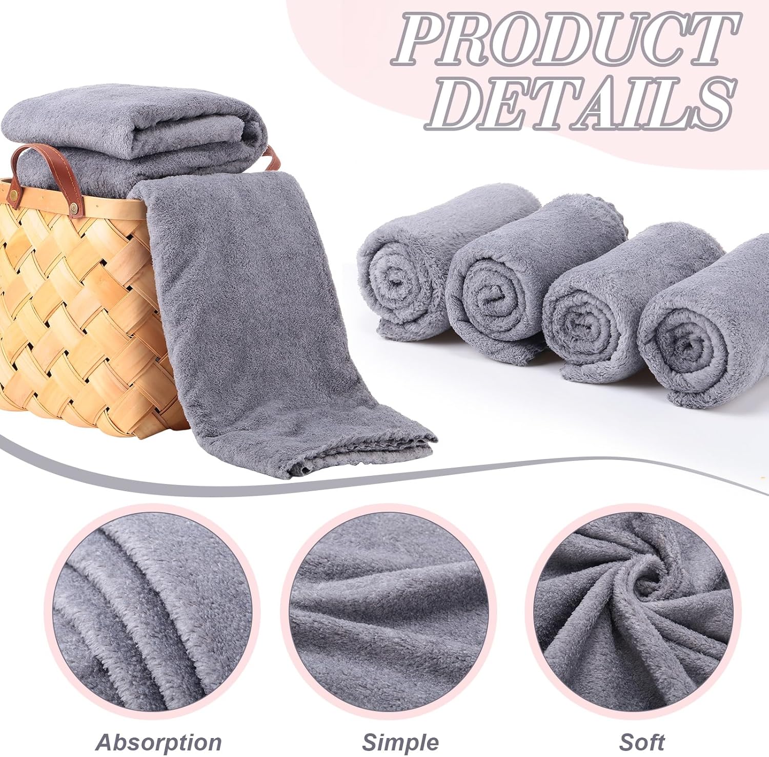 Newwiee 24 Pcs Coral Velvet Microfiber Bath Towels