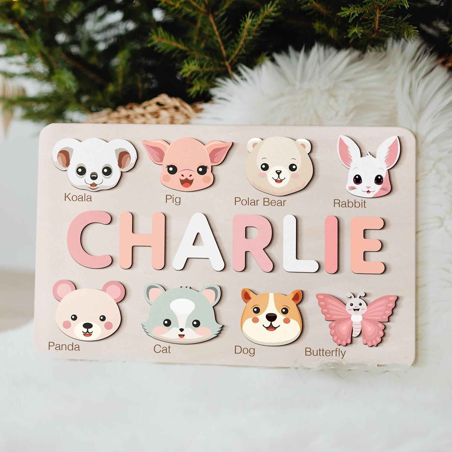 Personalized Wooden Name Puzzle with Animals 1