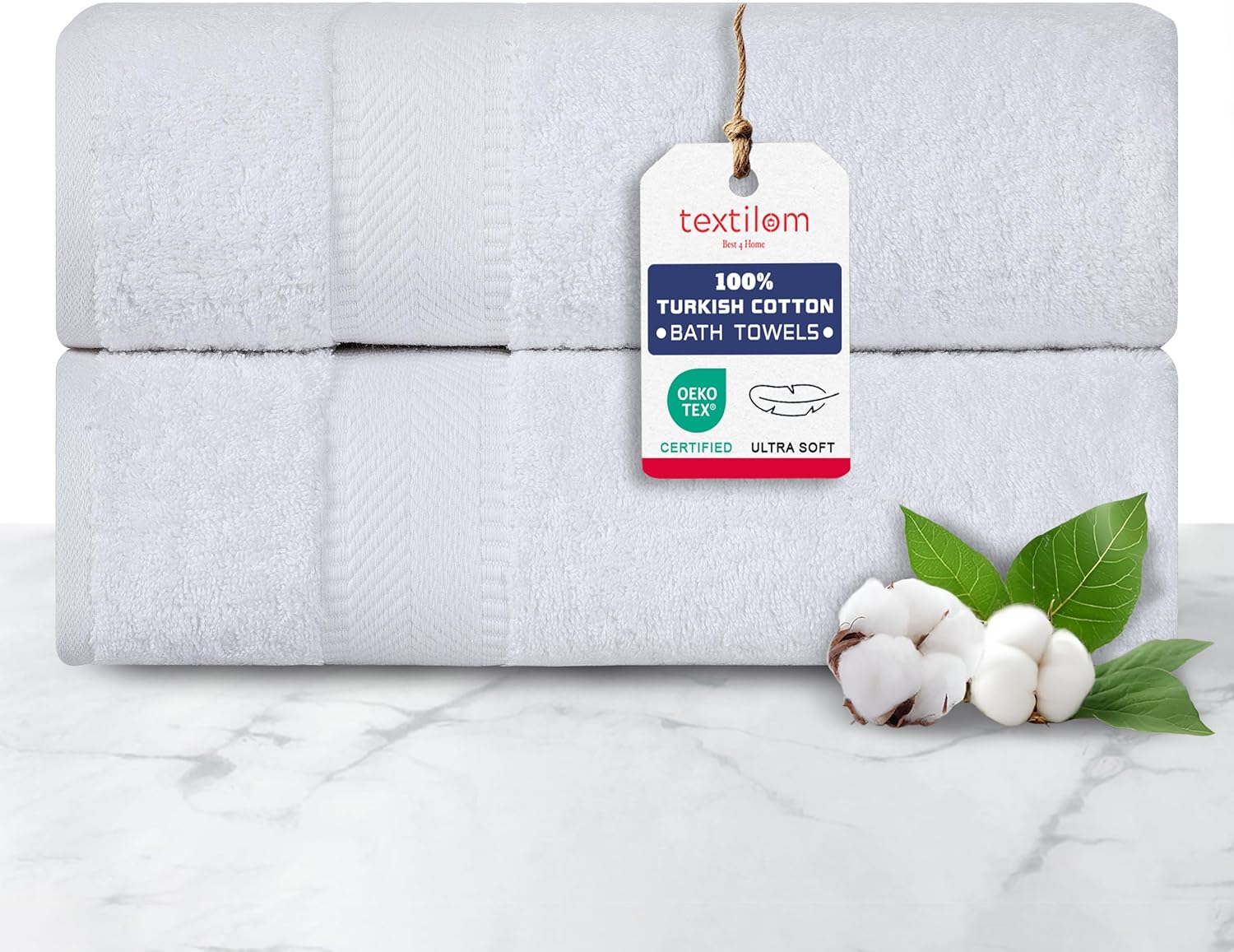 TEXTILOM 100 Turkish Cotton Bath Towel Set 2 Pcs