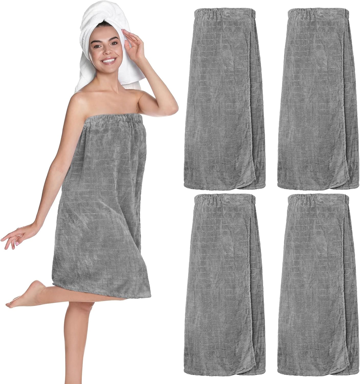 Tigeen 4-Pack Spa Towel Wraps for Women Adjustable Elastic Bath Robe