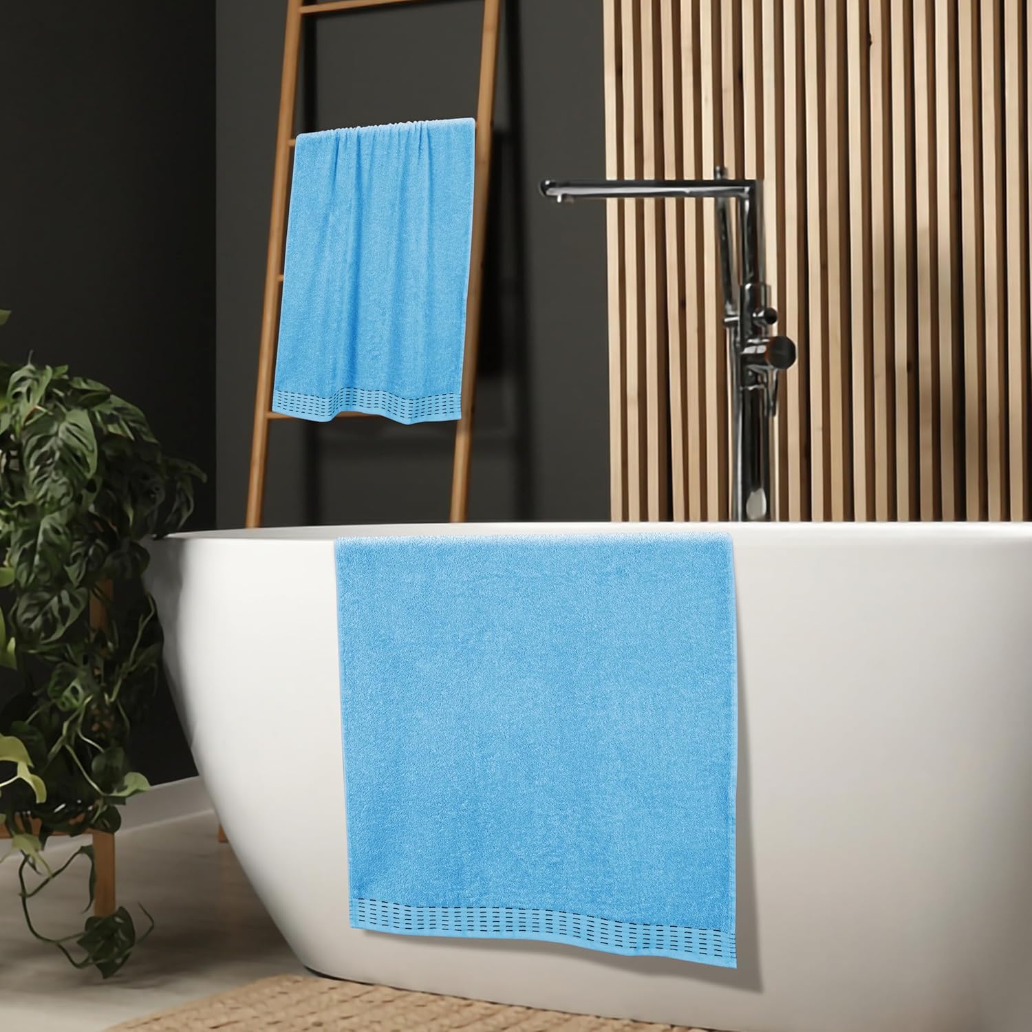 Malloni Home Cotton Bath Towel Set 28x55 Sky Blue 2 Pack