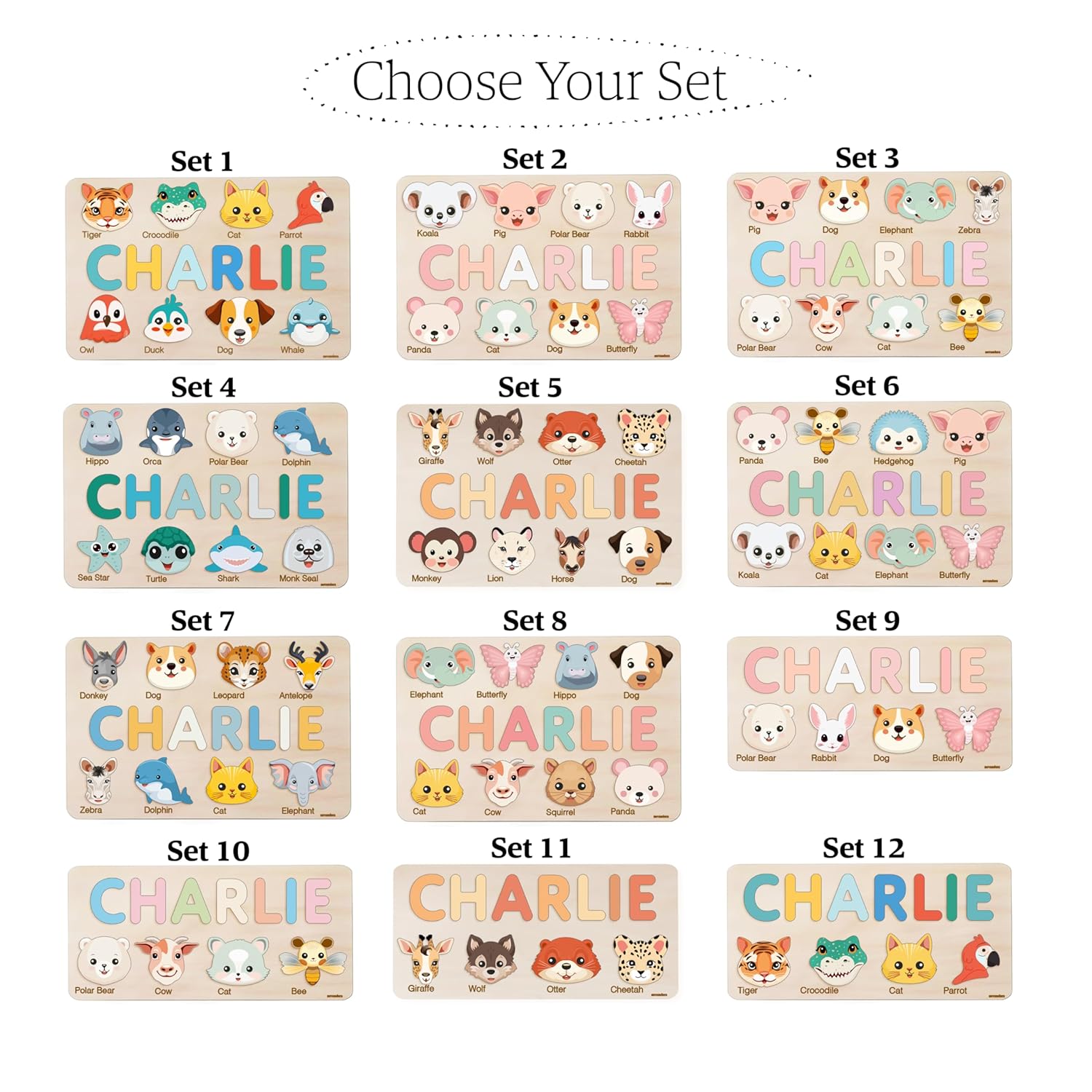 Nevandora Personalized Wooden Name Puzzle for Toddlers
